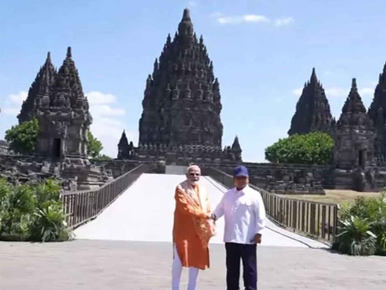 Prime Minister Narendra Modi visits the historic Prambanan Temple Complex with Indonesian President Prabowo Subianto in Yogyakarta, Indonesia (Photo/ANI) Prime Minister Narendra Modi visits the historic Prambanan Temple Complex with Indonesian President Prabowo Subianto in Yogyakarta, Indonesia (Photo/ANI)