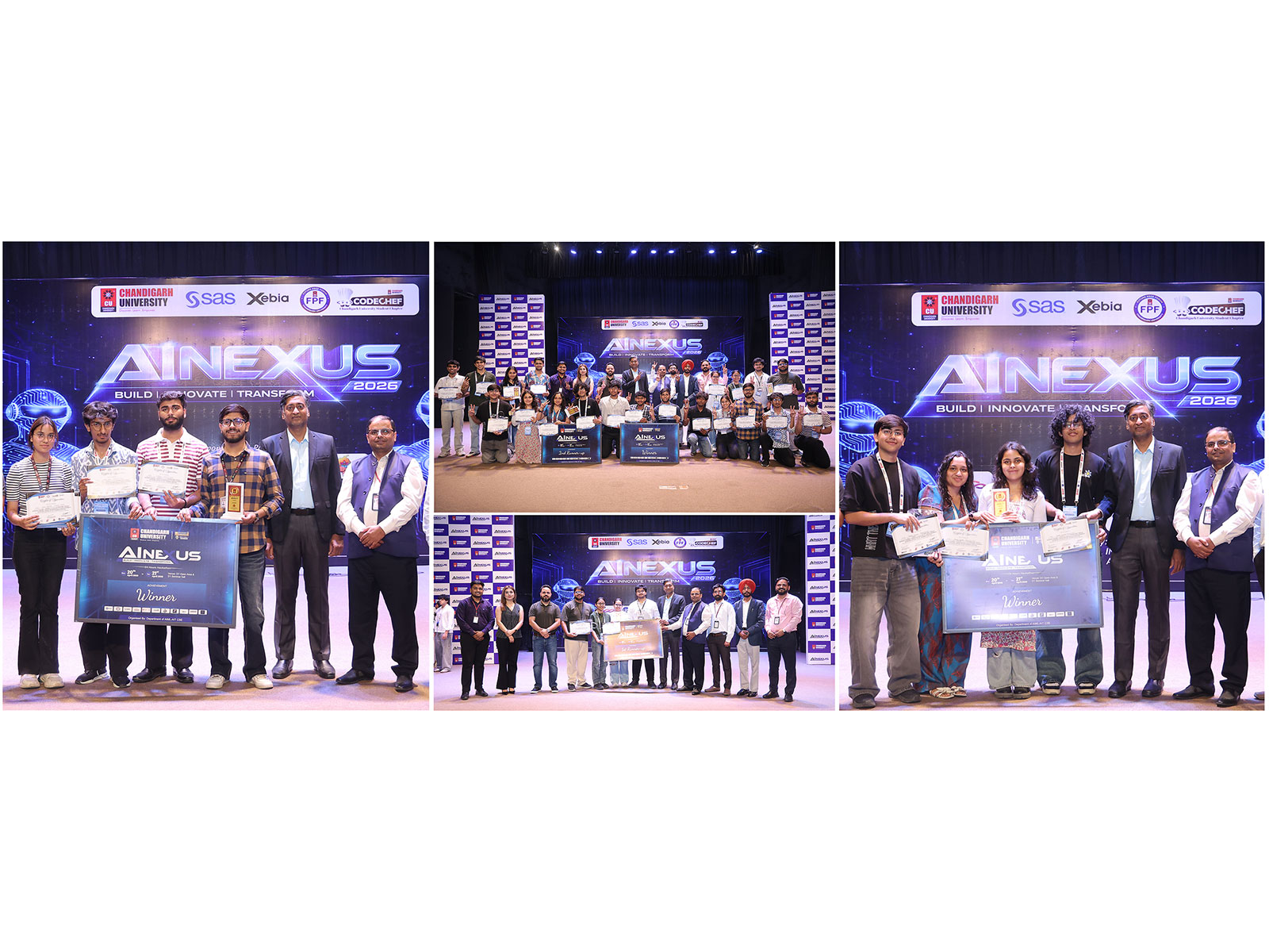 Chandigarh University senior management felicitating the winner teams during the ‘AI Nexus 2026’ at Gharuan campus Chandigarh University senior management felicitating the winner teams during the ‘AI Nexus 2026’ at Gharuan campus