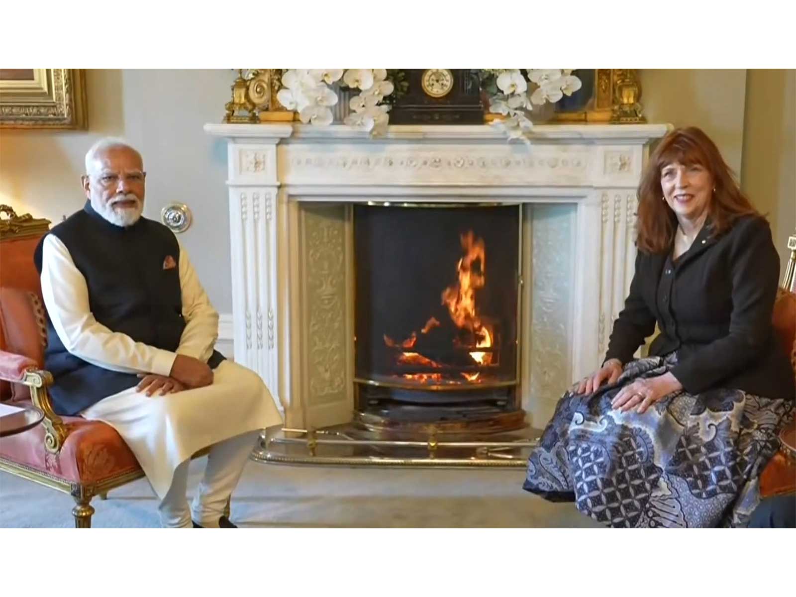 Prime Minister Narendra Modi held a bilateral meeting with the Governor of Victoria, Margaret Gardner AC, at the Government House in Melbourne (Photo/YouTube/NarendraModi) Prime Minister Narendra Modi held a bilateral meeting with the Governor of Victoria, Margaret Gardner AC, at the Government House in Melbourne (Photo/YouTube/NarendraModi)
