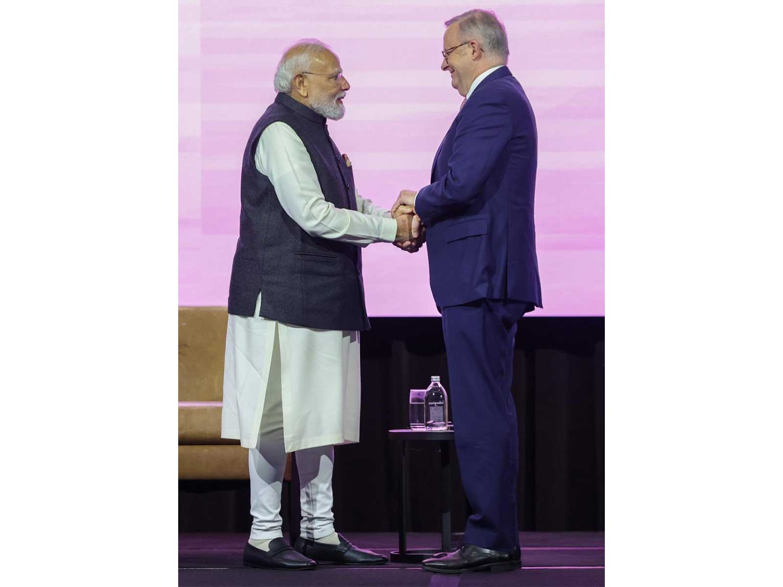 Prime Minister Narendra Midi with Australian PM Anthony Albanese. (Photo/MEA)