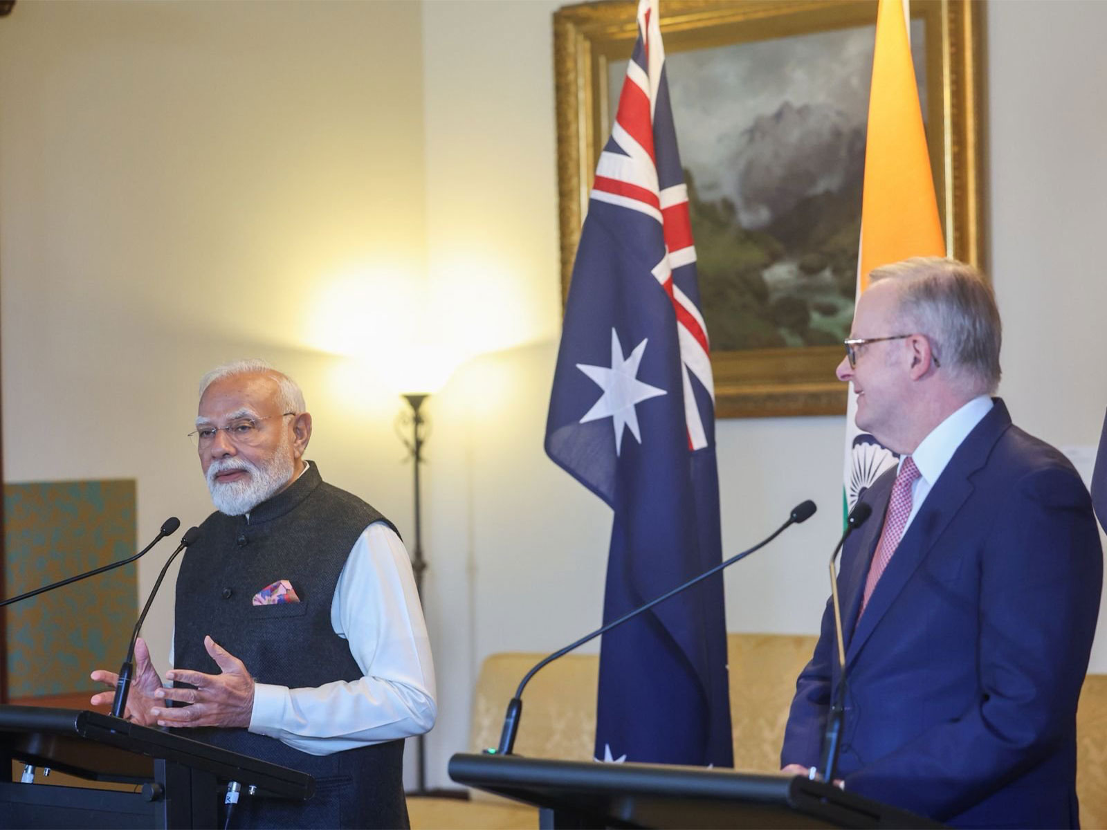 Prime Minister Narendra Modi addresses a joint press conference alongside Australian Prime Minister Anthony Albanese. (Photo: X/@narendramodi) Prime Minister Narendra Modi addresses a joint press conference alongside Australian Prime Minister Anthony Albanese. (Photo: X/@narendramodi)