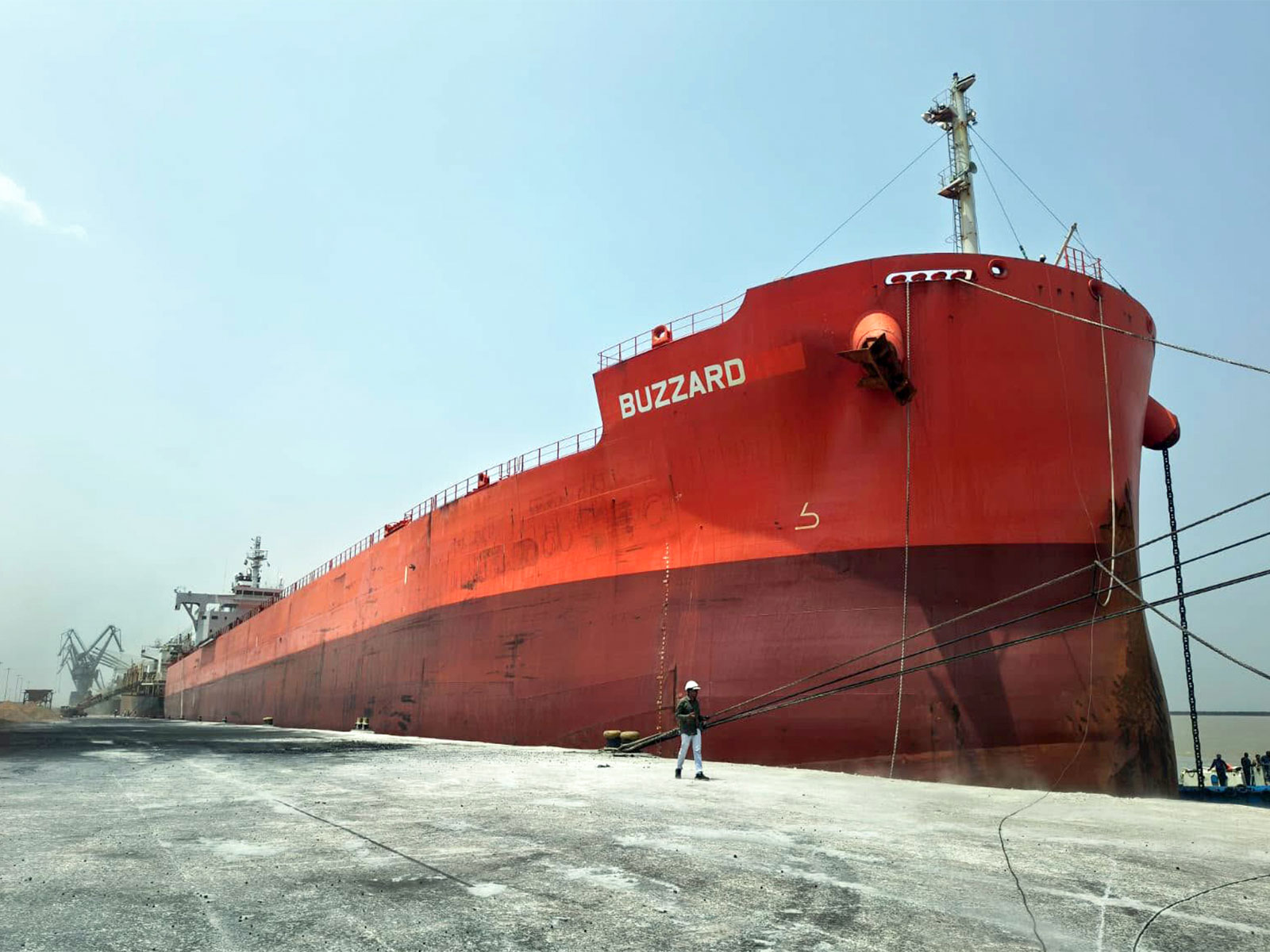 MV BUZZARD at Deendayal Port Authority, Kandla (Photo/ANI) MV BUZZARD at Deendayal Port Authority, Kandla (Photo/ANI)