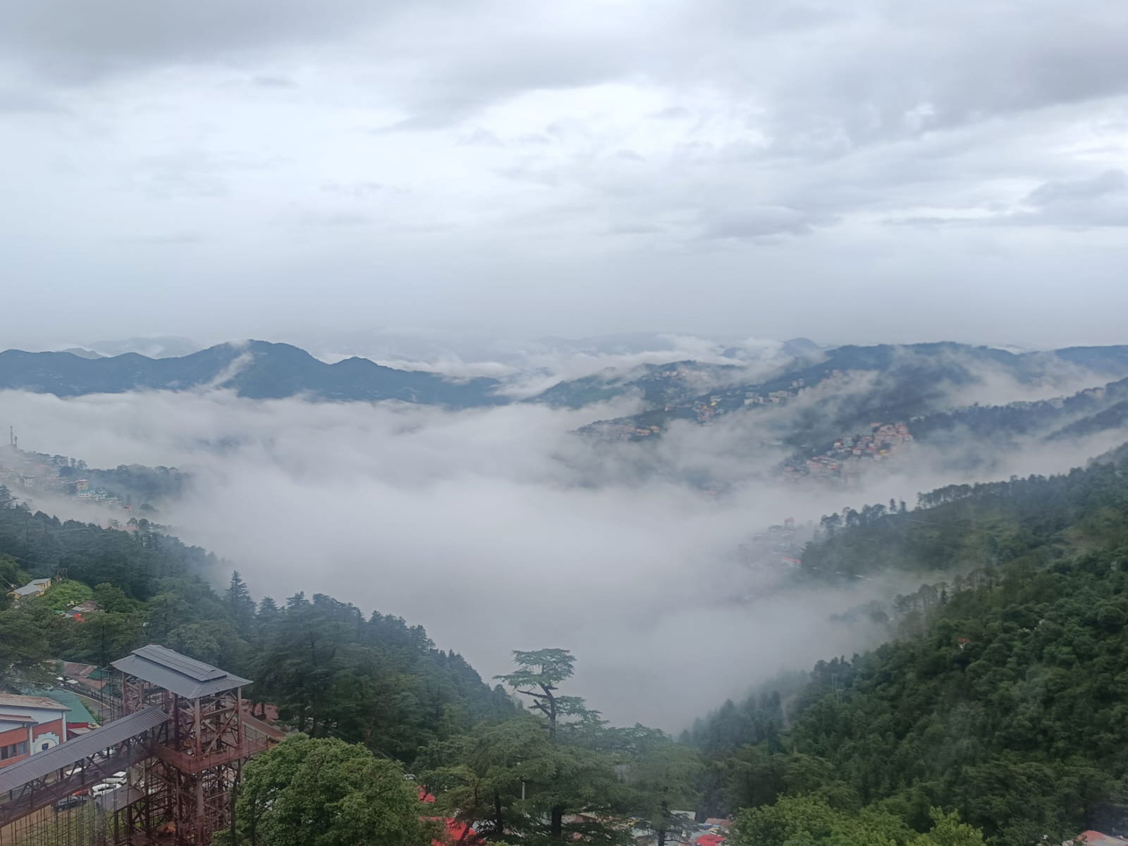Mist-covered valley in Himachal Prafesh during monsoon (Photo/ANI)