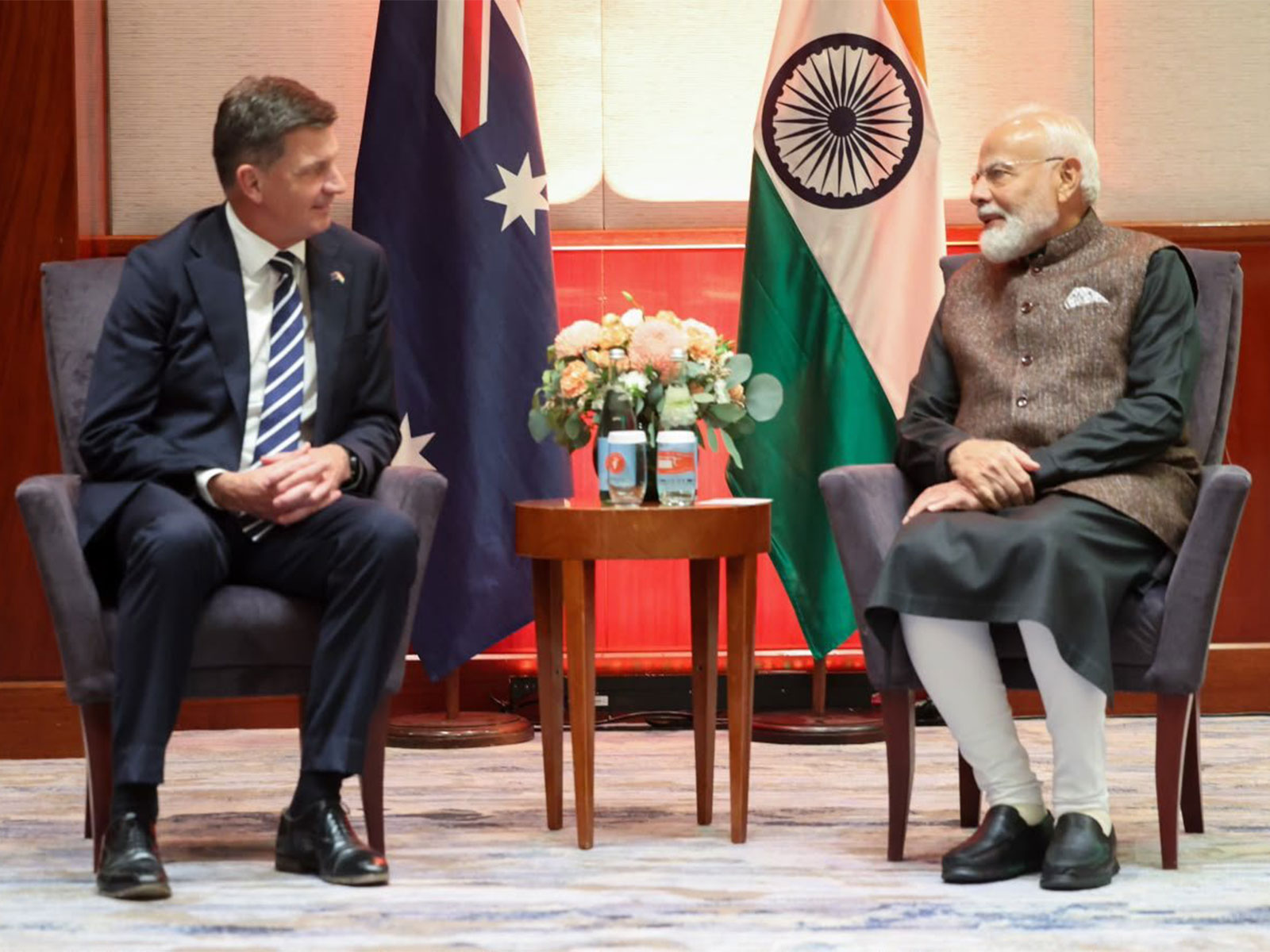 Prime Minister Narendra Modi and Angus Taylor, Leader of the Opposition of Australia (Photo: X@narendramodi)