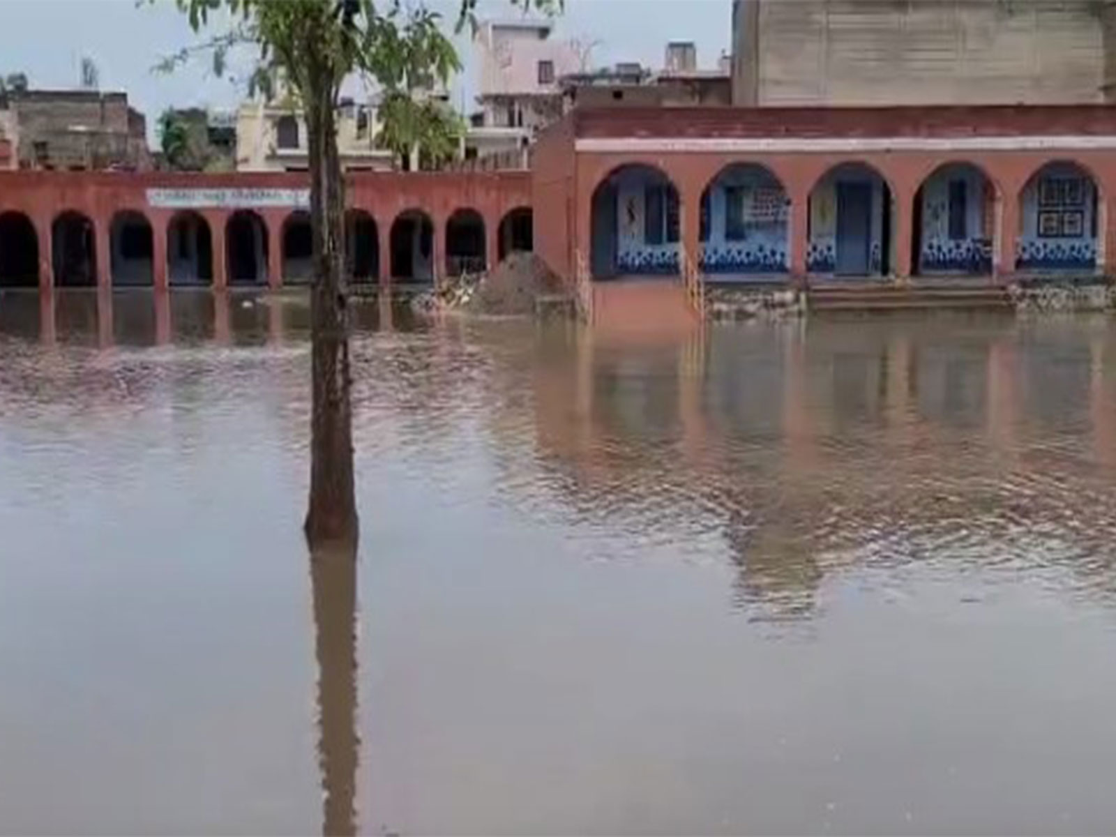 A government school was inundated after heavy rainfall overnight. (Photo/ANI)