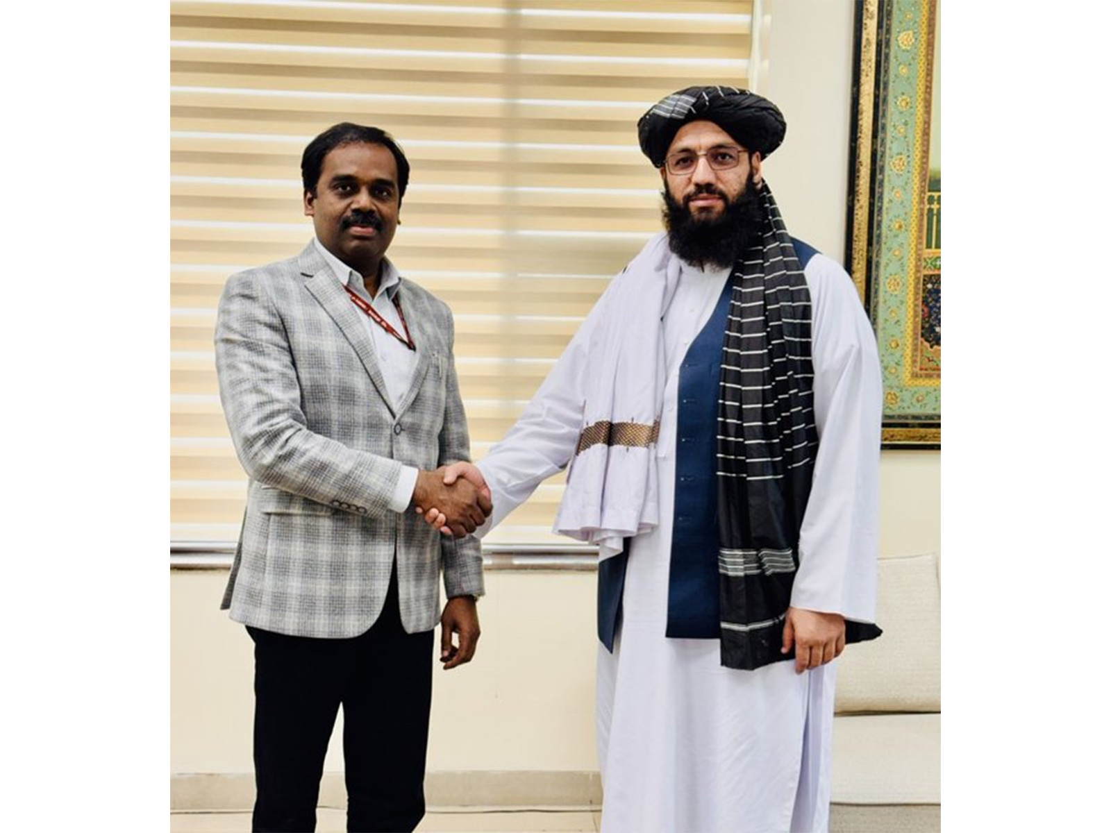 Afghan Embassy Charge d’Affaires Noor Ahmad Noor meets MEA Joint Secretary in New Delhi (Photo/X@AFGEmbassyINDIA)