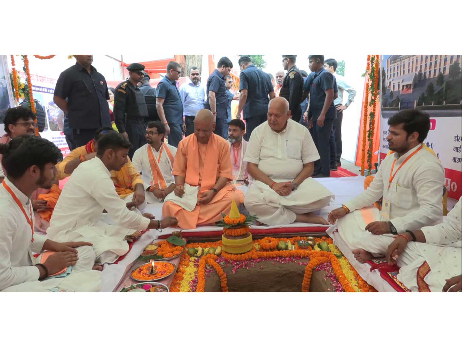 Uttar Pradesh CM Yogi Adityanath lays foundation stones for 77 development projects in Basti (Photo/ANI)