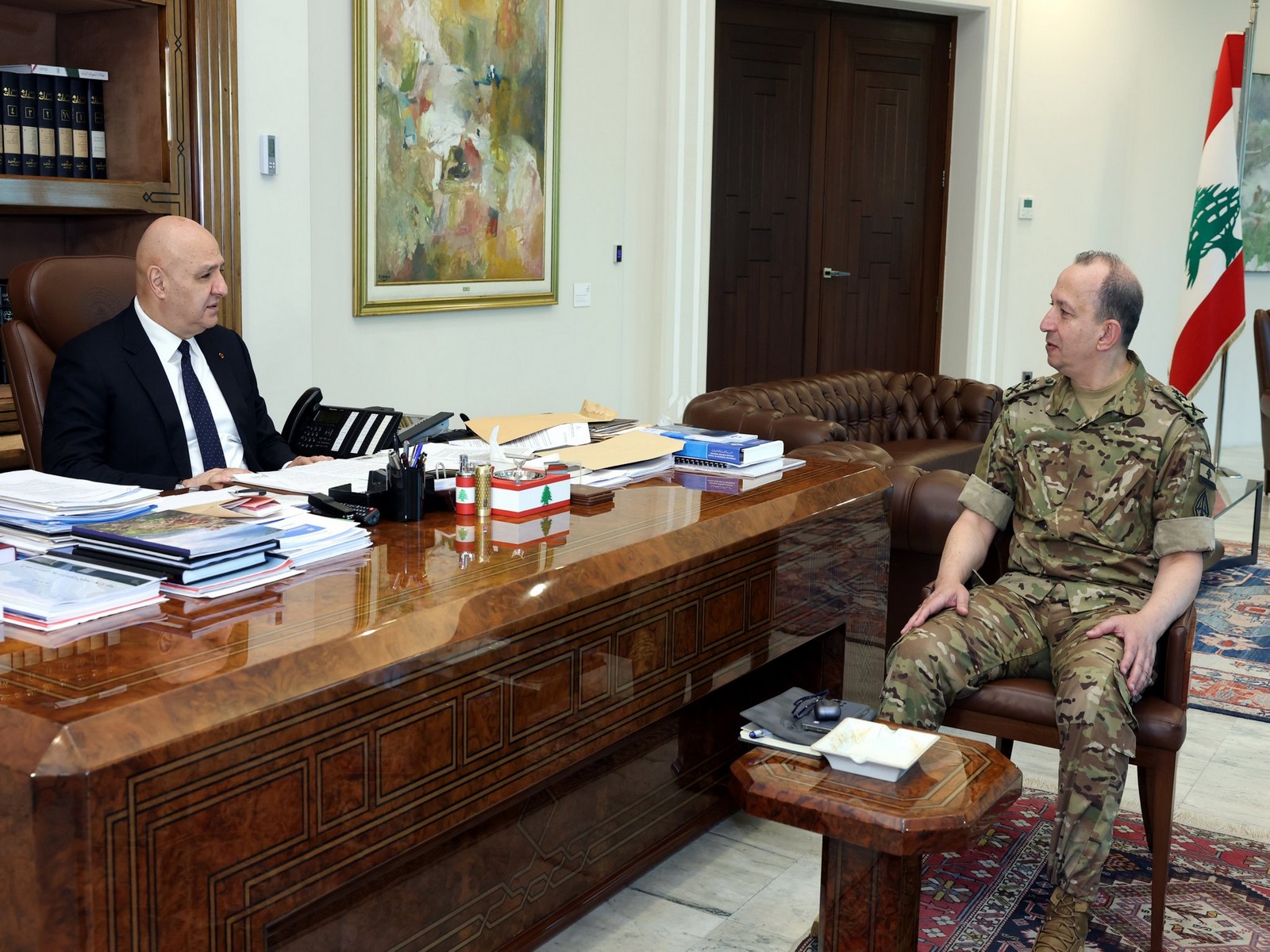 Lebanon President Joseph Aoun with Army Commander General Rudolf (Photo/X/@LBpresidency)