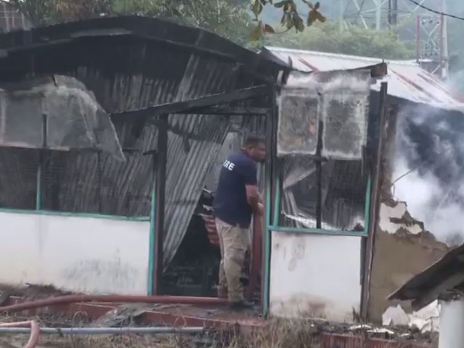 Clashes erupted between two groups after 4 houses near Leimakhong Military Station were torched.  (Photo/ANI)