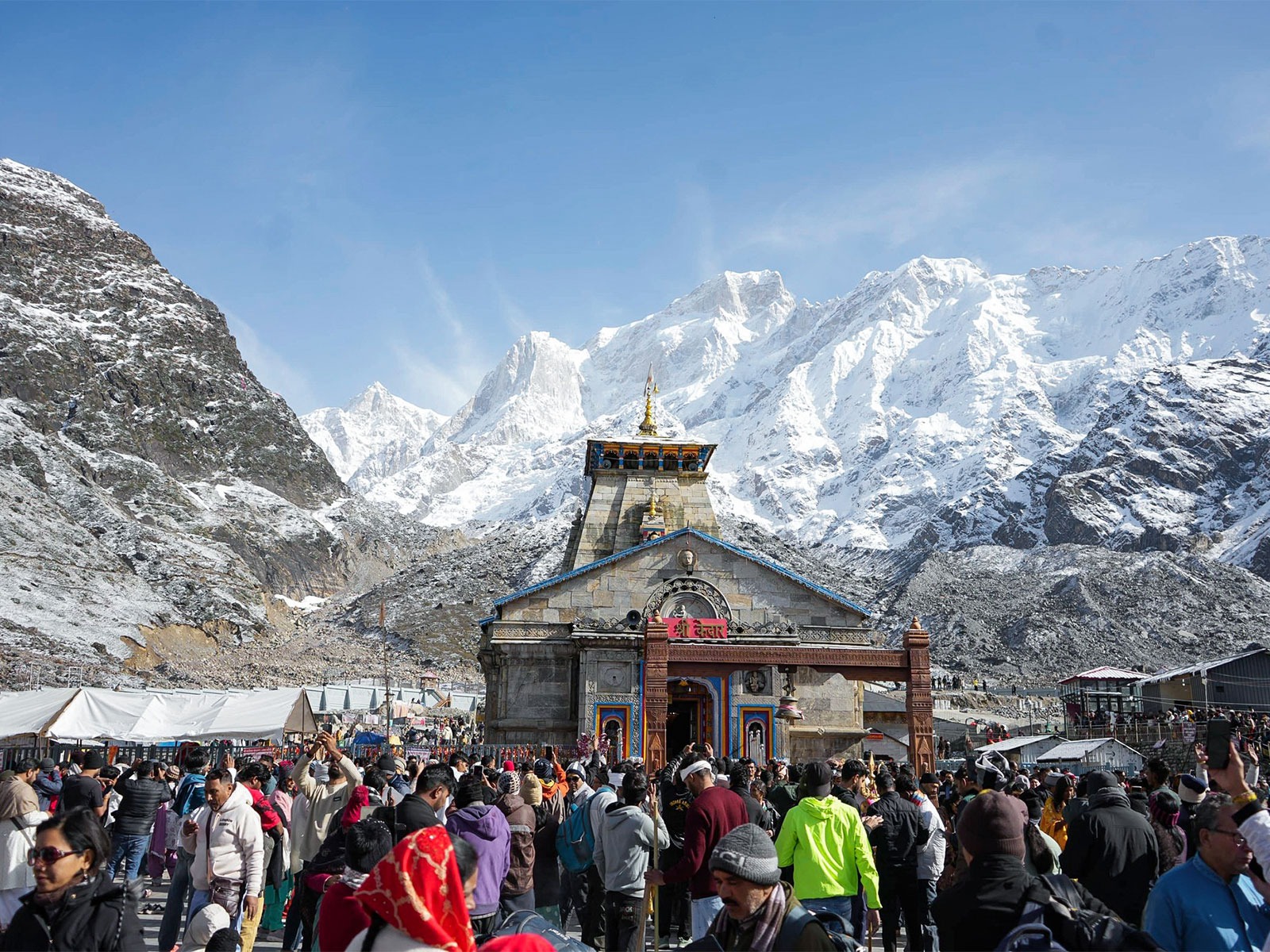 A view of Shri Kedarnath Dham during the ongoing Char Dham Yatra, in Rudraprayag. (@pushkardhami X/ANI File Photo)