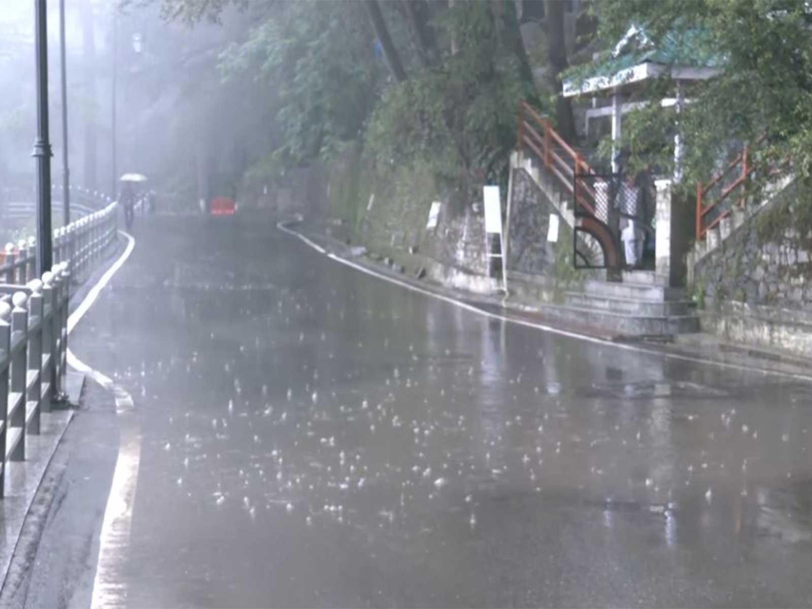 Visual of rain lashing in Shimla, Himachal Pradesh (Photo/ANI)