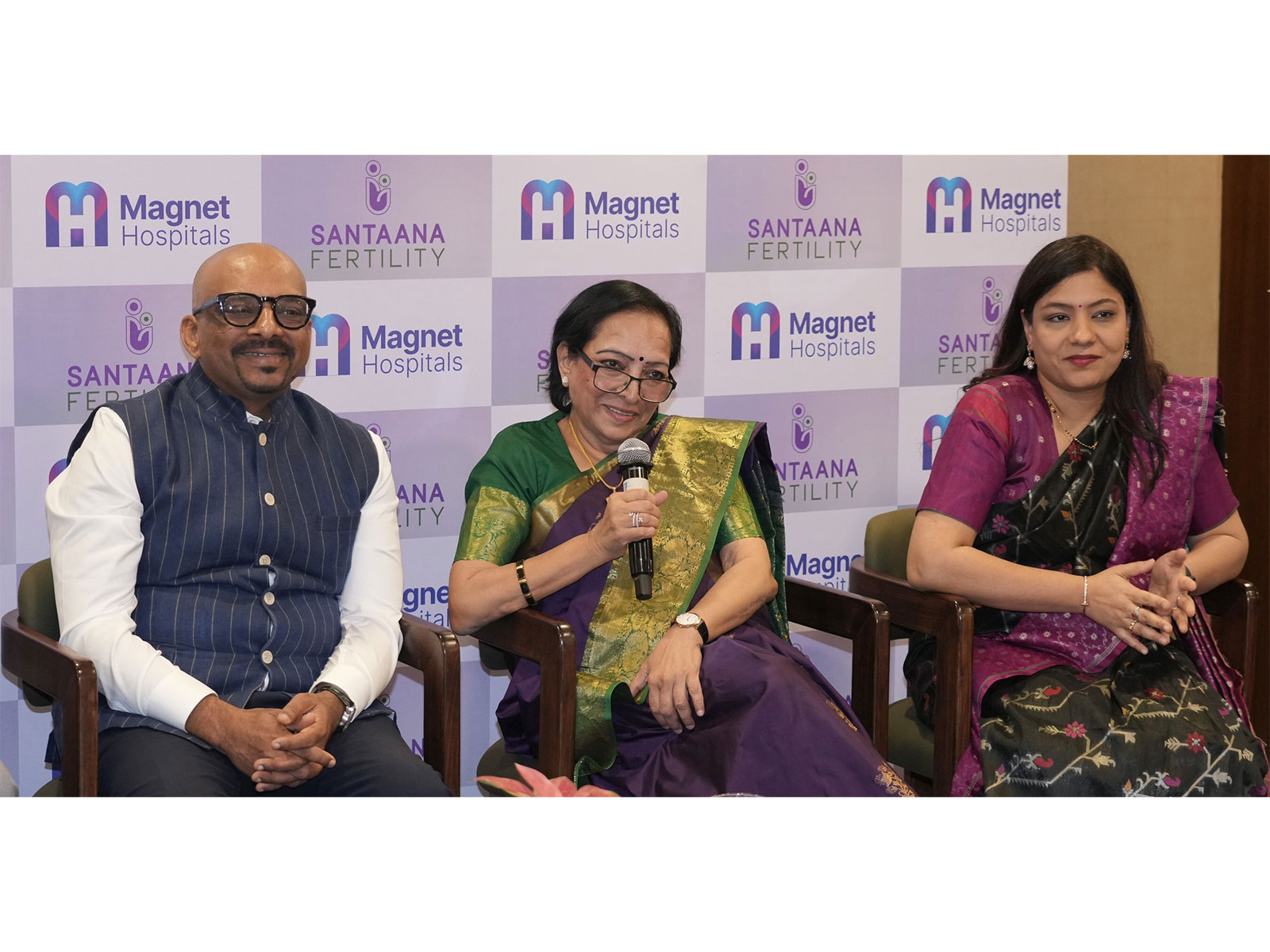 Mr Dinesh Madhavan, Dr Kamini Rao, Dr Vyshnavi Rao at Santaana Fertility launch.