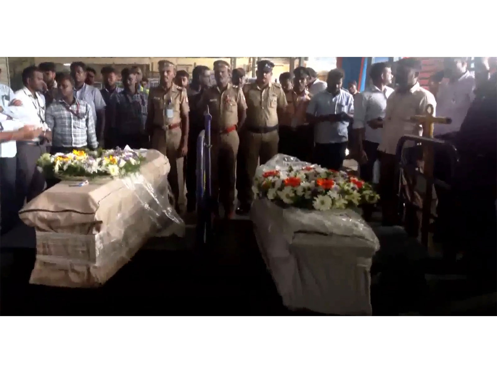 Mortal remains of two residents of Tamil Nadu arrive in Chennai (Photo/ANI) (Photo/ANI)