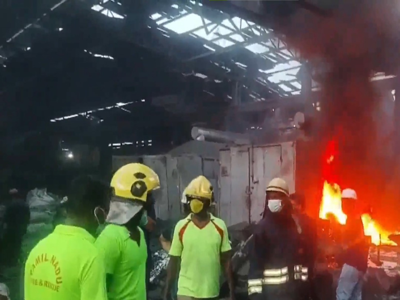 Boiler explosion triggers massive fire at Tiruvallur factory, leaving one worker dead (Photo/ANI) Boiler explosion triggers massive fire at Tiruvallur factory, leaving one worker dead (Photo/ANI)