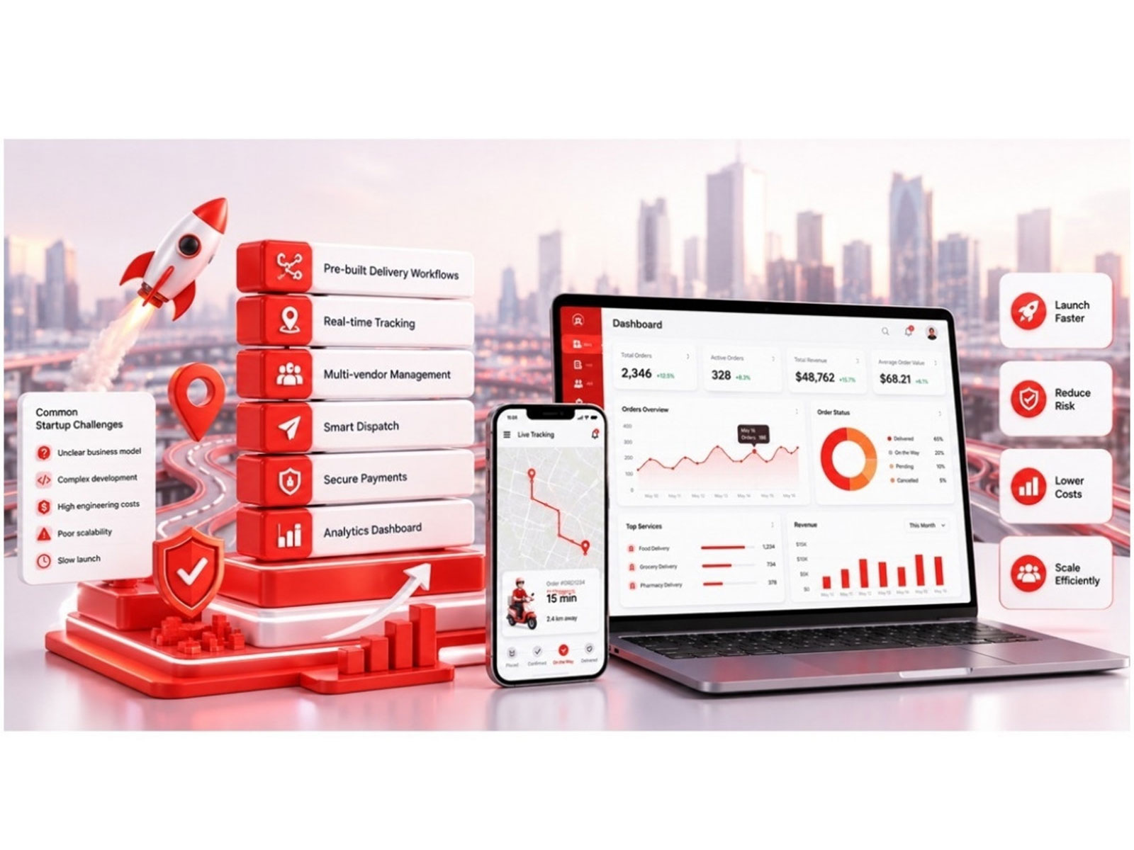 White-label platform cuts launch timelines from 6-12 months to 2-4 weeks for delivery, courier, and on-demand businesses