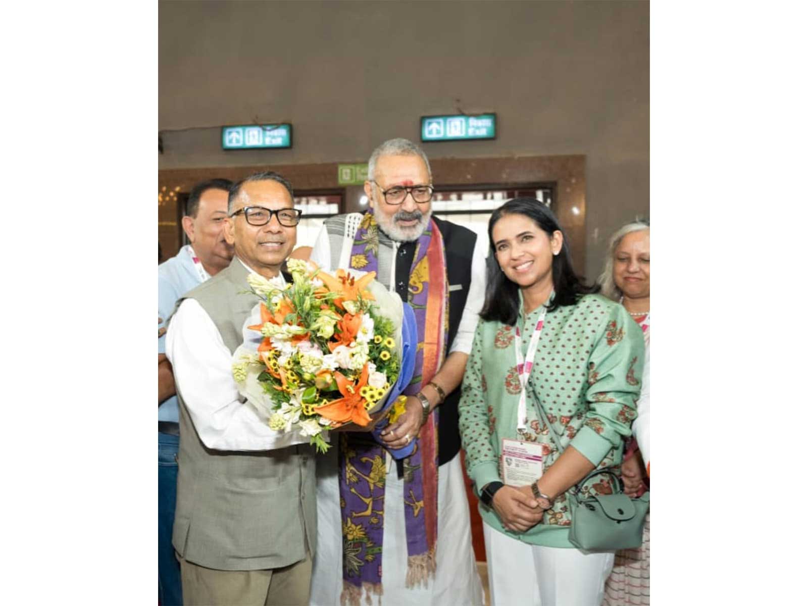 Giriraj Singh, Union Minister of Textiles, with Padma Shri Dr. Rajinder Gupta, Rajya Sabha MP & Chairman Emeritus, Trident Group, and Neha Gupta Bector, Chairperson, myTrident, at Bharat Tex 2026 Giriraj Singh, Union Minister of Textiles, with Padma Shri Dr. Rajinder Gupta, Rajya Sabha MP & Chairman Emeritus, Trident Group, and Neha Gupta Bector, Chairperson, myTrident, at Bharat Tex 2026