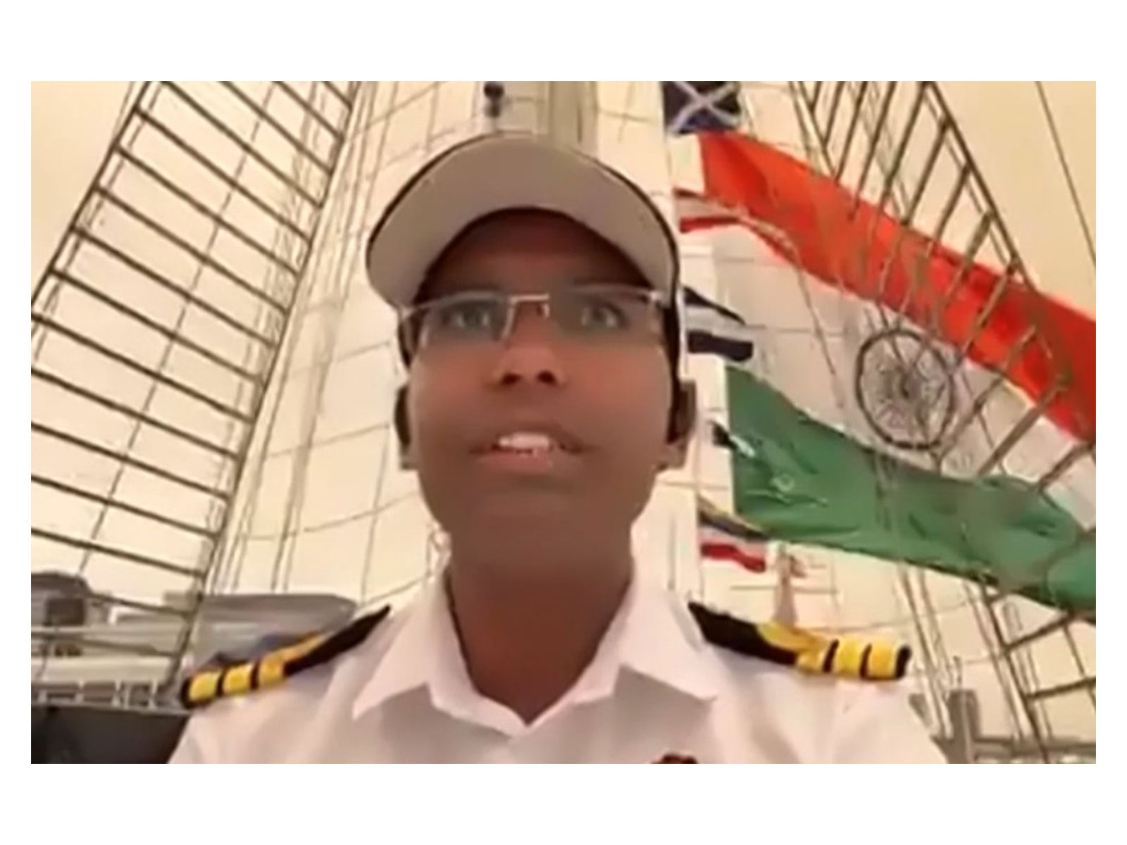 Indian Naval Sail Training Ship (STS) INS Sudarshini Commanding Officer Commander Ravikanth Nandoori (Photo/ANI) Indian Naval Sail Training Ship (STS) INS Sudarshini Commanding Officer Commander Ravikanth Nandoori (Photo/ANI)