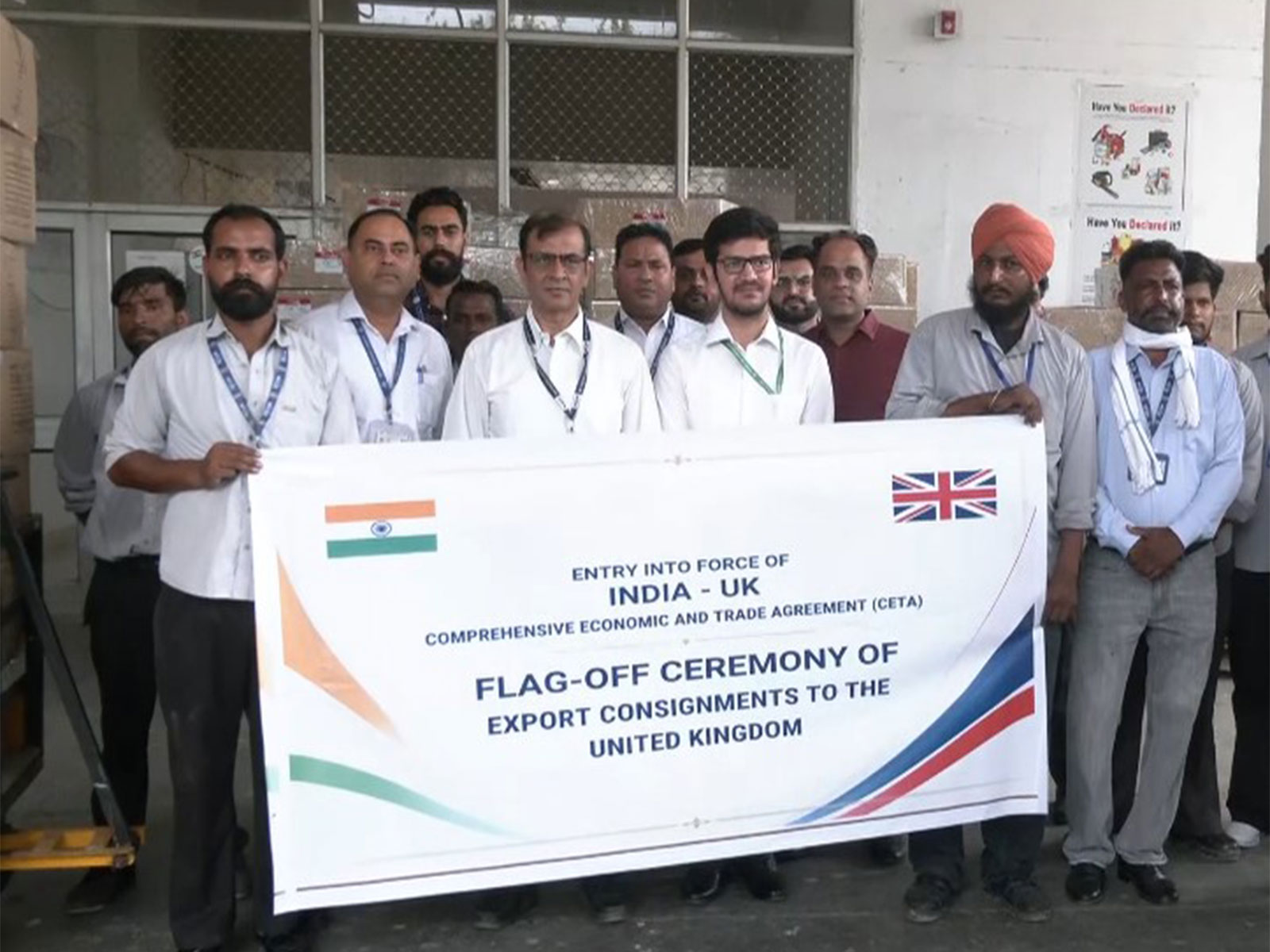 First cargo shipment flagged off from Amritsar airport under IndiaโUK FTA (Photo/ANI) First cargo shipment flagged off from Amritsar airport under IndiaโUK FTA (Photo/ANI)