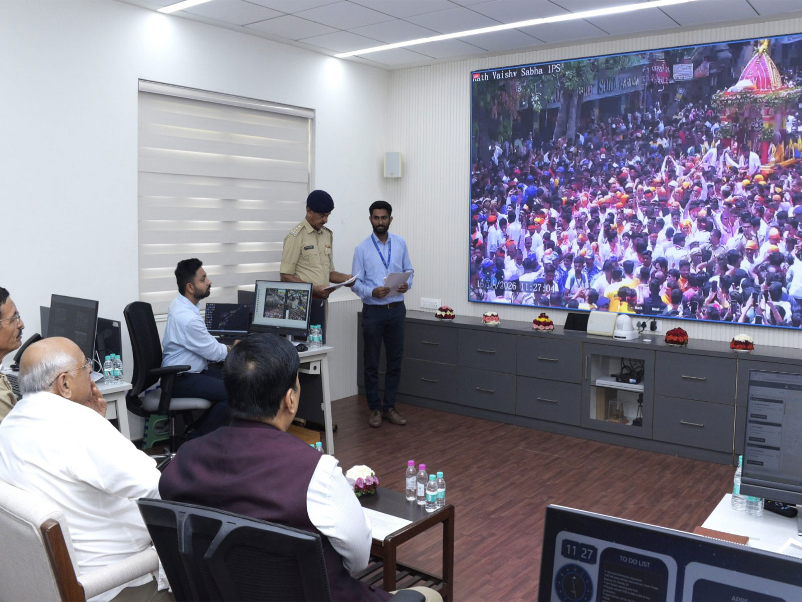Gujarat CM Bhupendra Patel reviews real-time monitoring of Jagannath Rath Yatra (Photo/ANI) Gujarat CM Bhupendra Patel reviews real-time monitoring of Jagannath Rath Yatra (Photo/ANI)