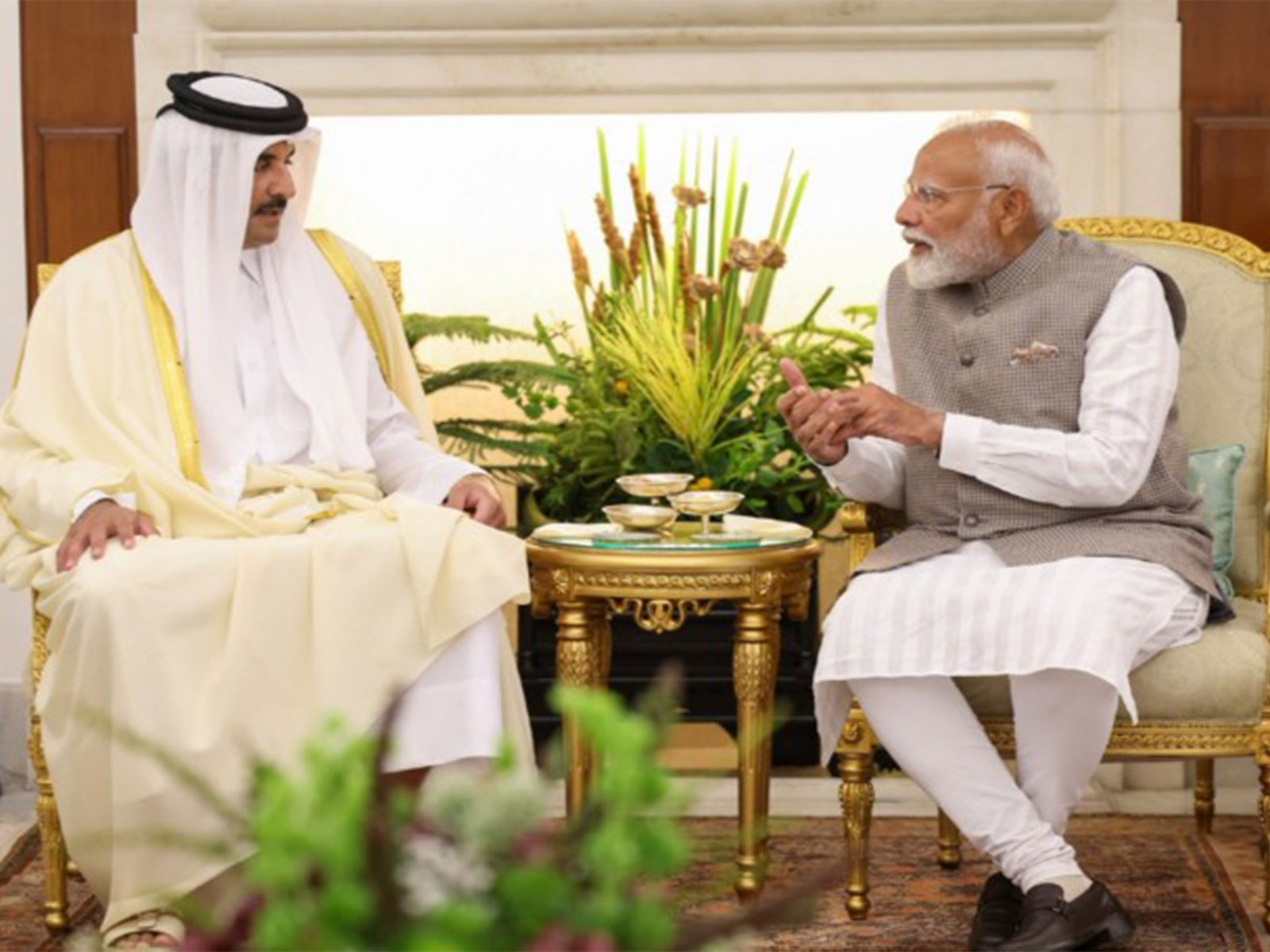 Prime Minister Narendra Modi and Amir of Qatar Sheikh Tamim Bin Hamad Al Thani (Photo/ANI)