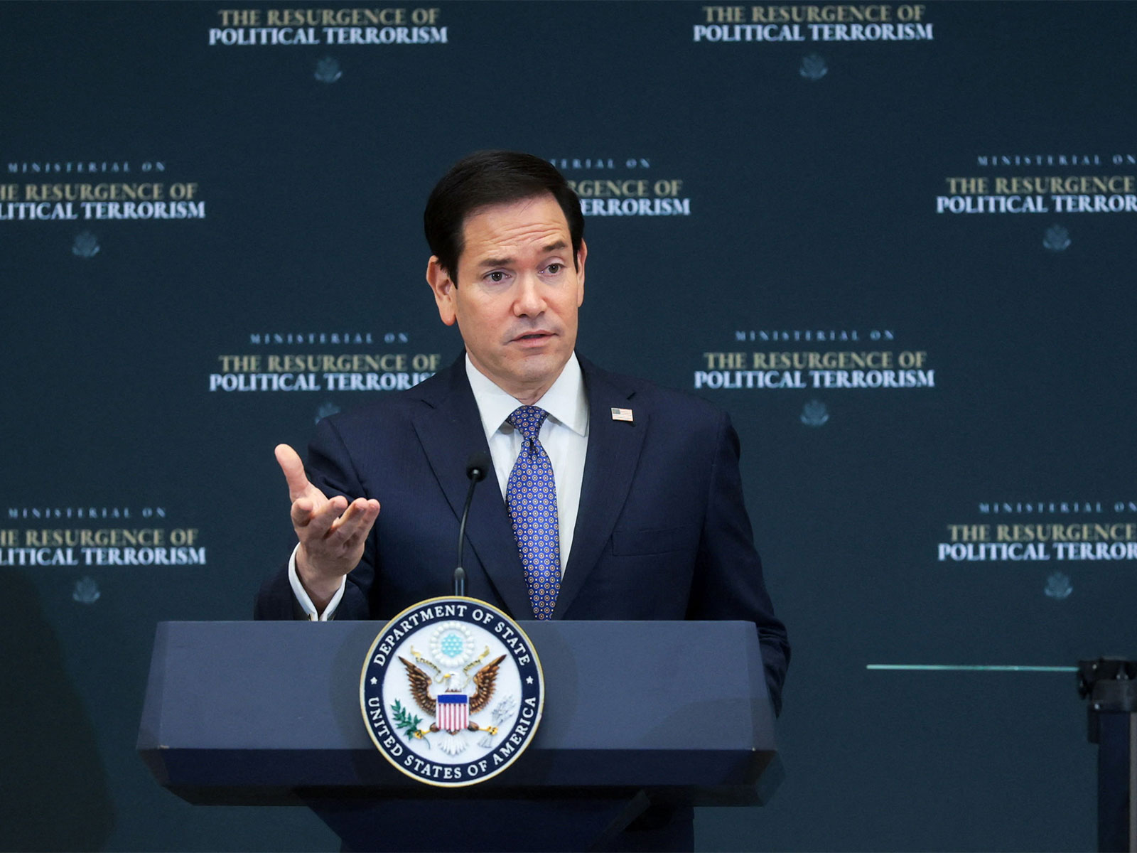 US Secretary of State Marco Rubio addressing the State Department ministerial on the resurgence of political terrorism (Photo/X@SecRubio) US Secretary of State Marco Rubio addressing the State Department ministerial on the resurgence of political terrorism (Photo/X@SecRubio)