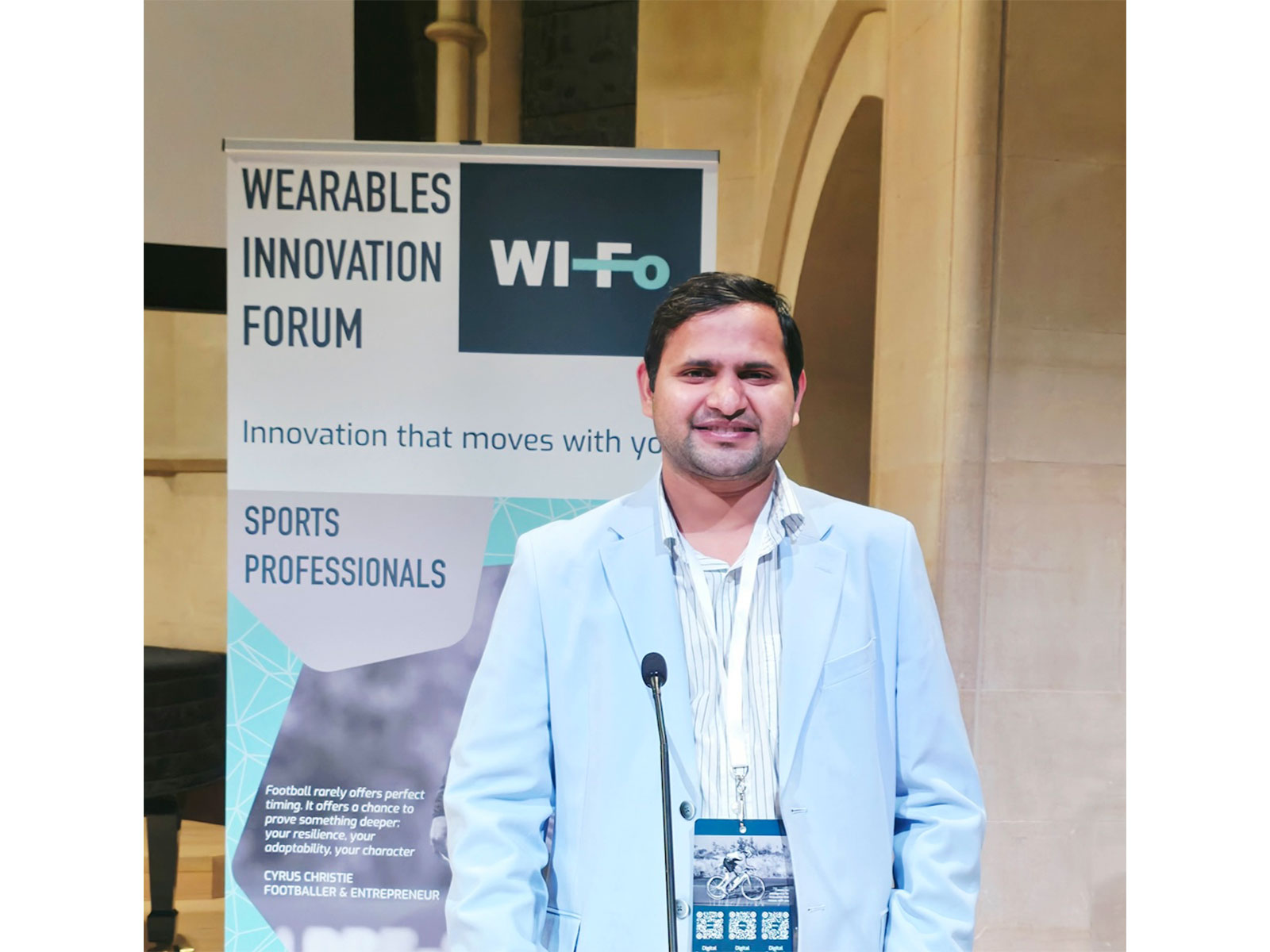 Muneer Khan, speaking at the Wearable Innovations Forum, University of Cambridge, UK