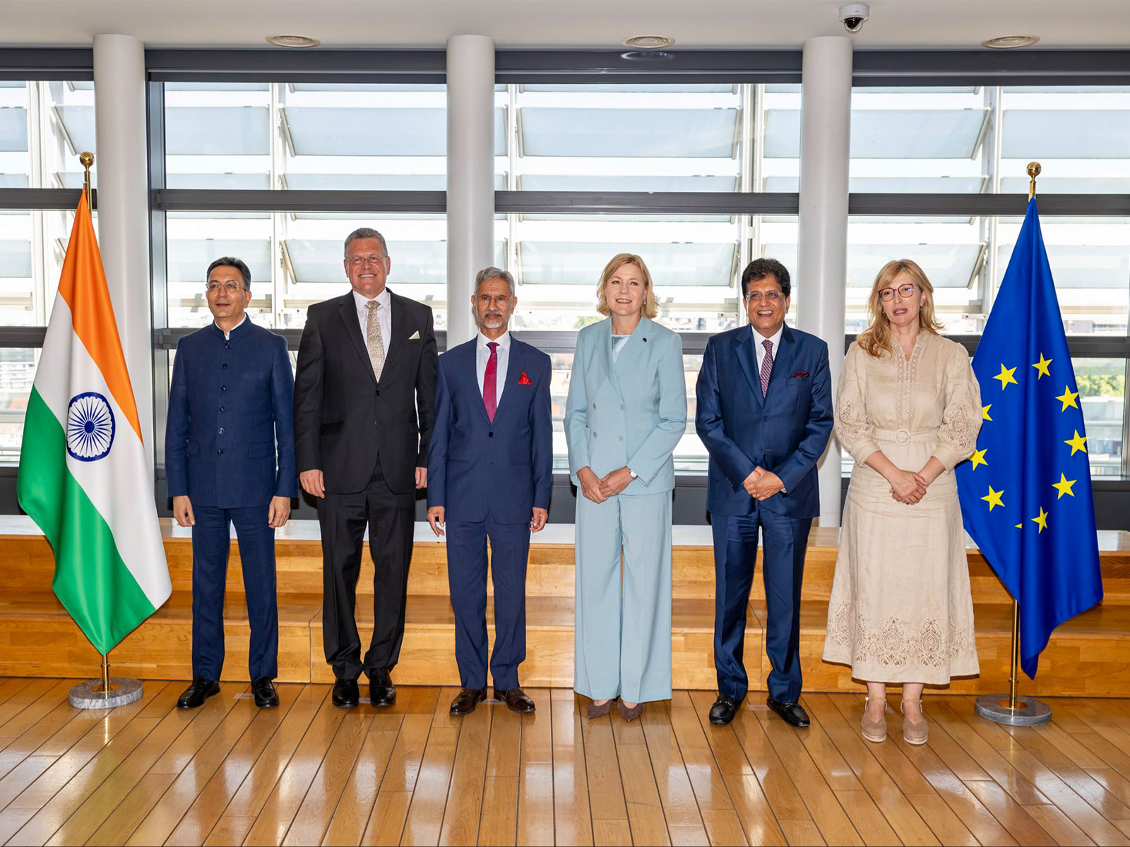 External Affairs Minister S Jaishankar, Minister for Commerce and Industry Piyush Goyal and MoS MEITY Jitin Prasada at Third Ministerial Meeting of the India-EU Trade and Technology Council (Photo/X/@@DrSJaishankar)