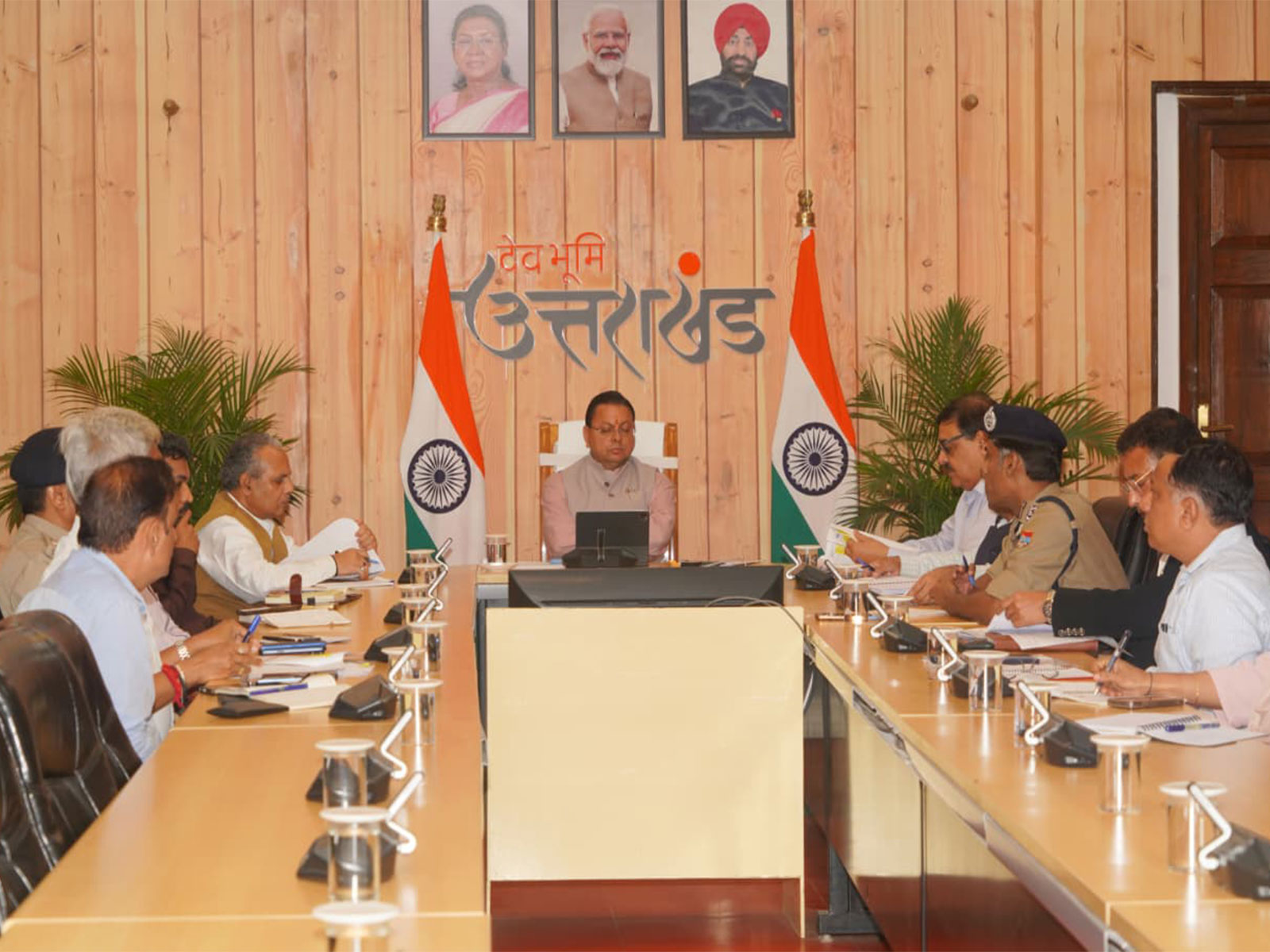 Uttarakhand Chief Minister Pushkar Singh Dhami chairing a comprehensive review meeting (Photo/ANI) Uttarakhand Chief Minister Pushkar Singh Dhami chairing a comprehensive review meeting (Photo/ANI)