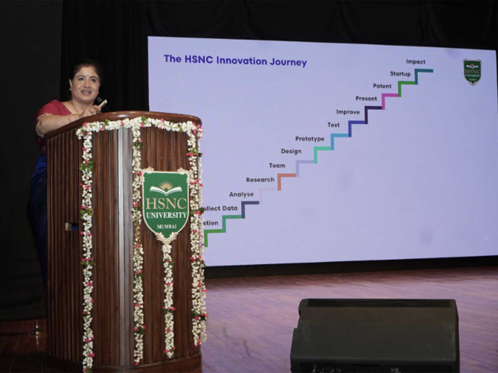Vice Chancellor Col. Prof. Hemlata K. Bagla addresses the incoming 2026 cohort at HSNC University's Master Induction Series, encouraging lifelong learning and innovation. Vice Chancellor Col. Prof. Hemlata K. Bagla addresses the incoming 2026 cohort at HSNC University's Master Induction Series, encouraging lifelong learning and innovation.
