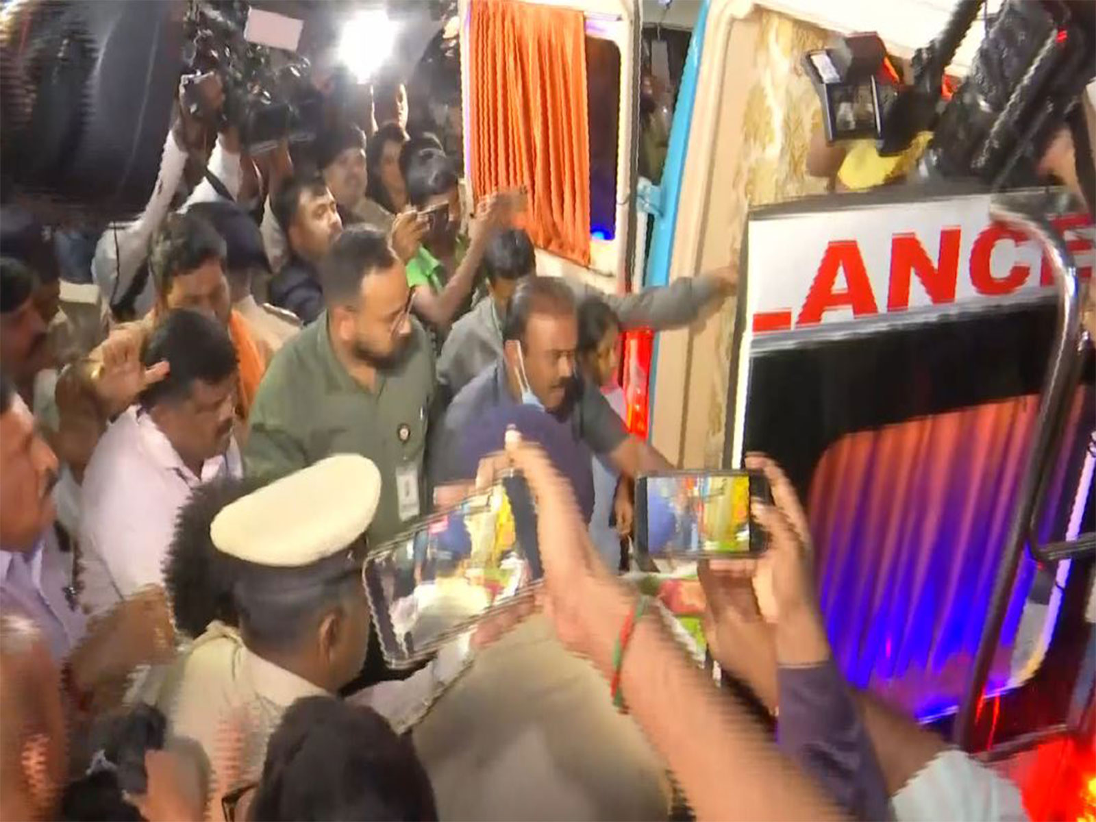Mortal remains of Chennamma, wife of former Prime Minister HD Deve Gowda, being brought out of the private hospital in Bengaluru (Photo/ANI)