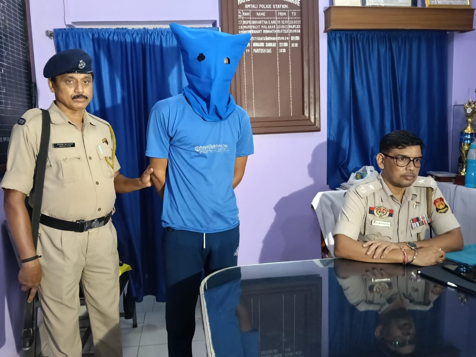 The main accused in the murder of Govinda Das arrested by Amtali Police. (Photo/ANI) The main accused in the murder of Govinda Das arrested by Amtali Police. (Photo/ANI)