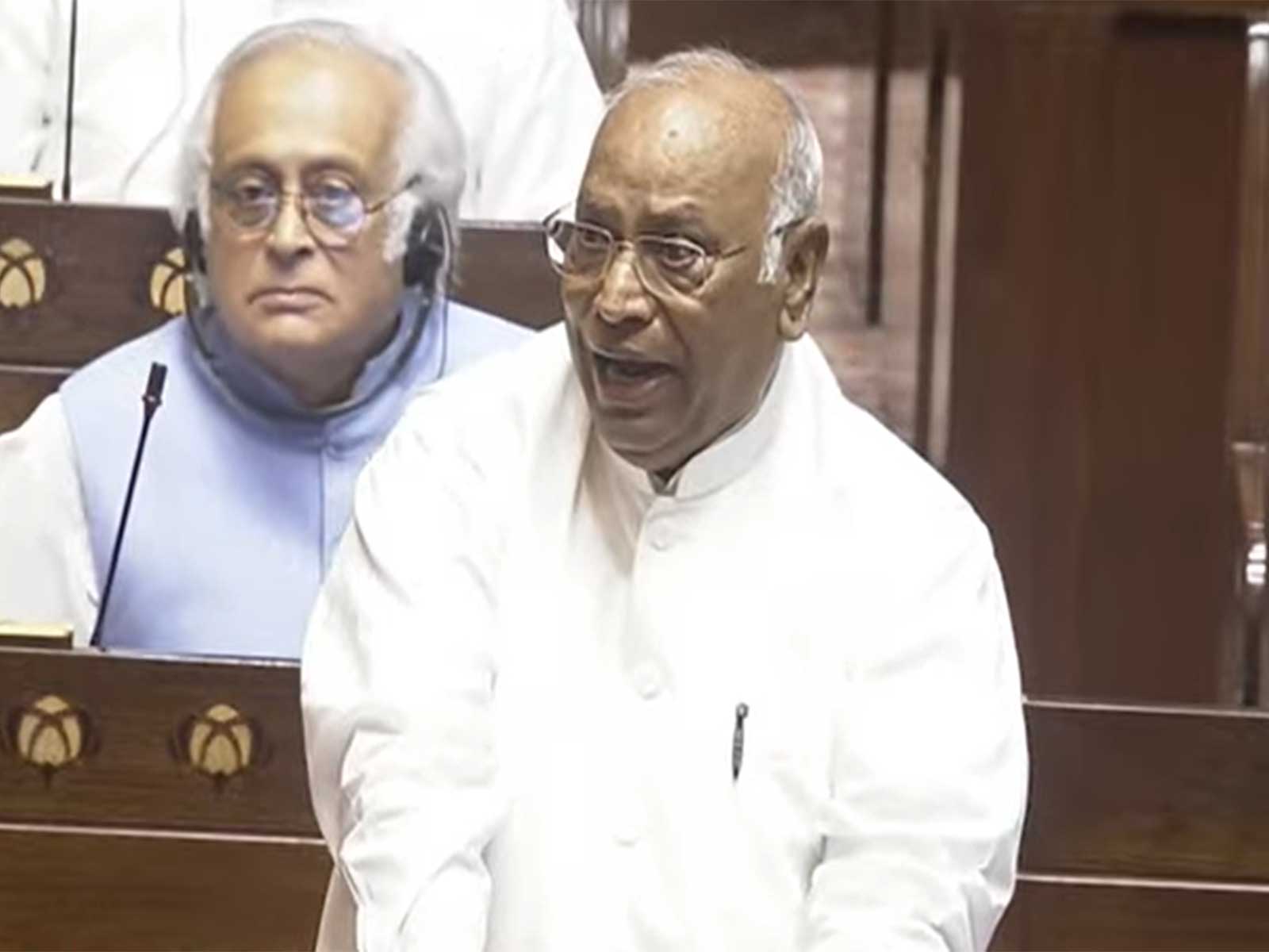 Rajya Sabha LoP Mallikarjun Kharge (Photo: Sansad TV)