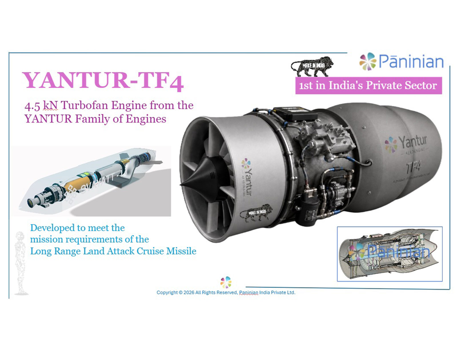 Yantur 4.5 kN Turbofan Engine for Cruise Missile Applications from Paninian Aerospace