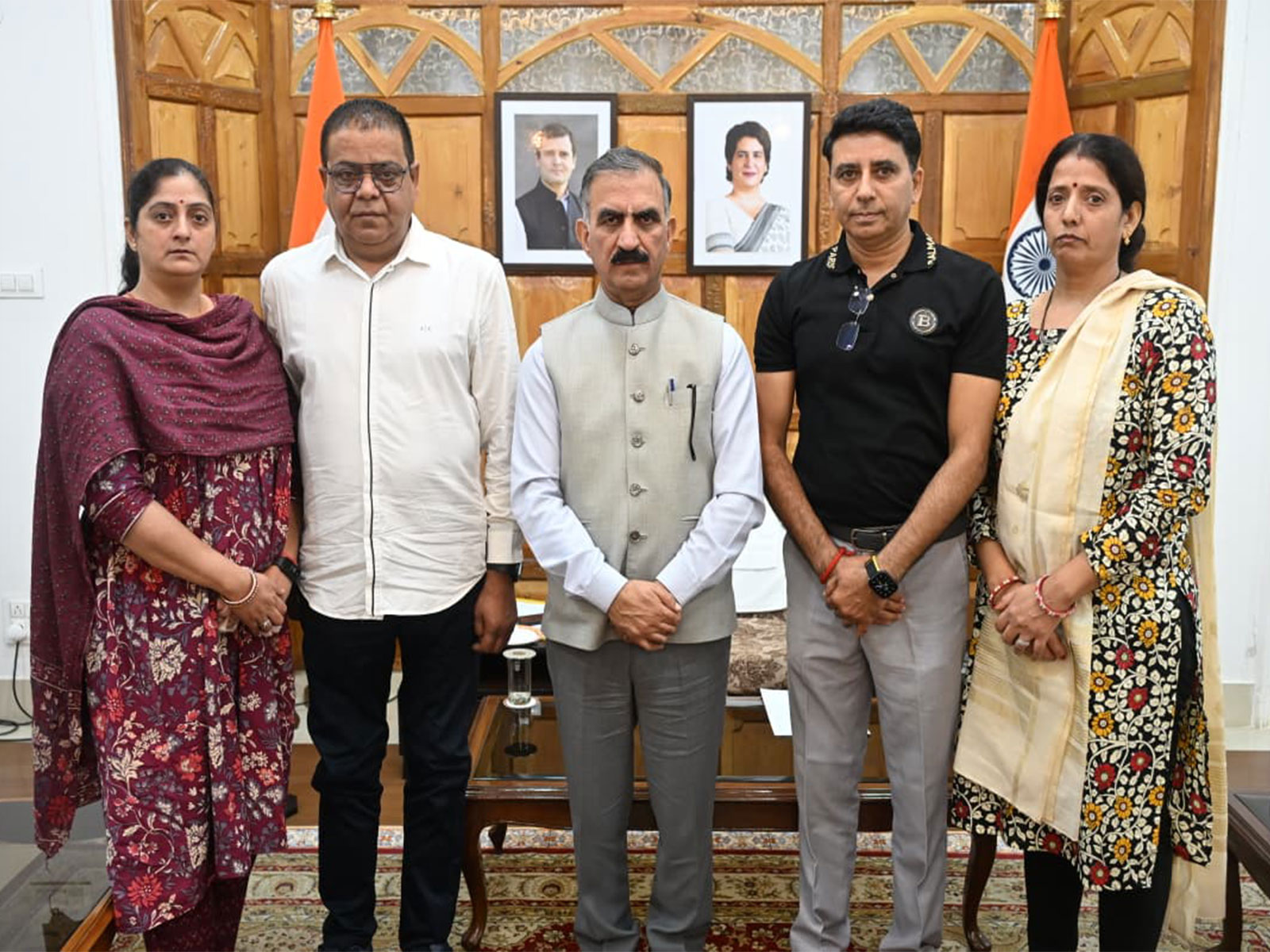 Himachal Pradesh CM Sukhvinder Singh Sukhu with deceased Aditya Sharma's family (Photo/Himachal CMO) Himachal Pradesh CM Sukhvinder Singh Sukhu with deceased Aditya Sharma's family (Photo/Himachal CMO)