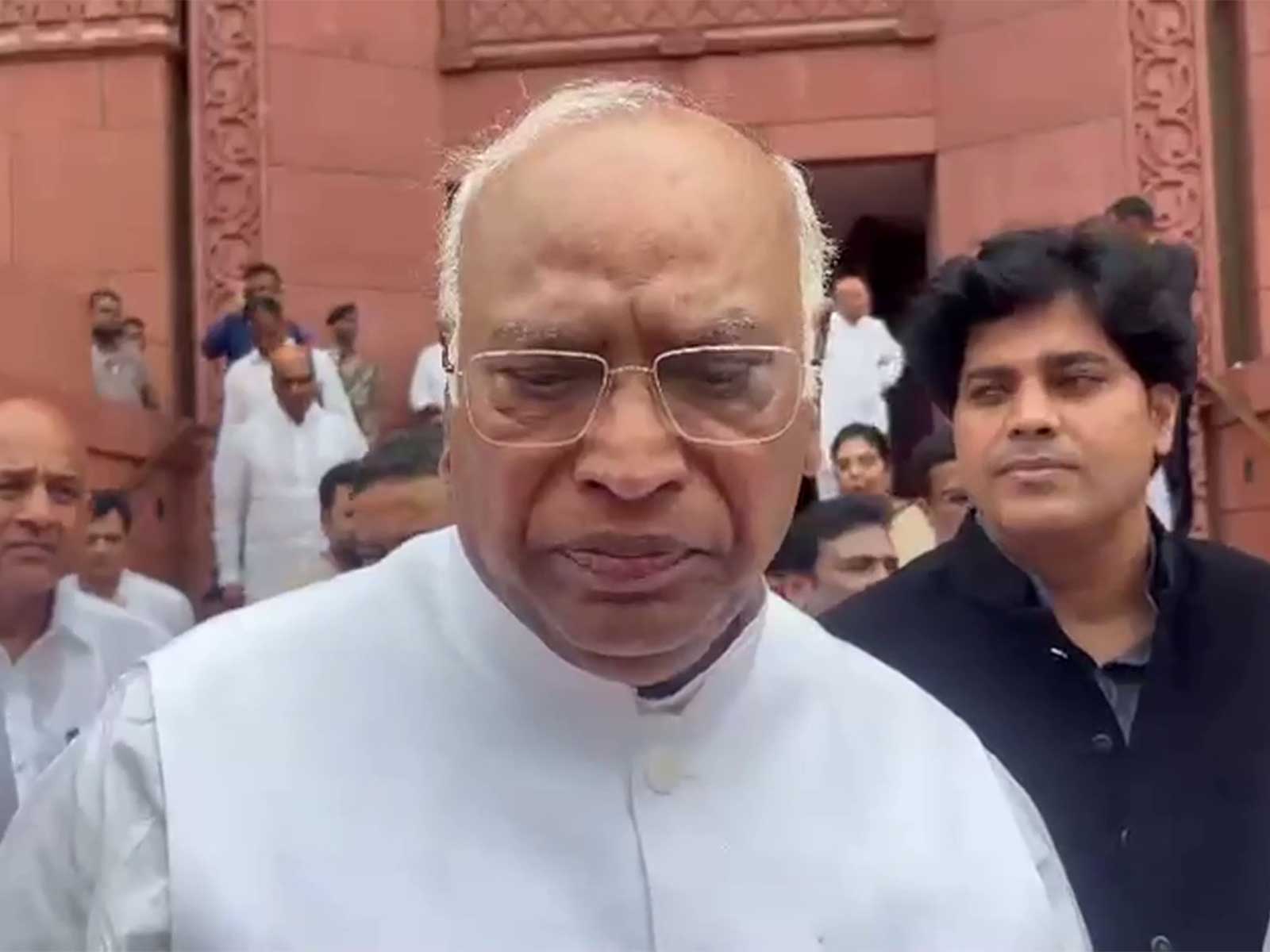 Leader of the Opposition in the Rajya Sabha, Mallikarjun Kharge (Photo/ANI)