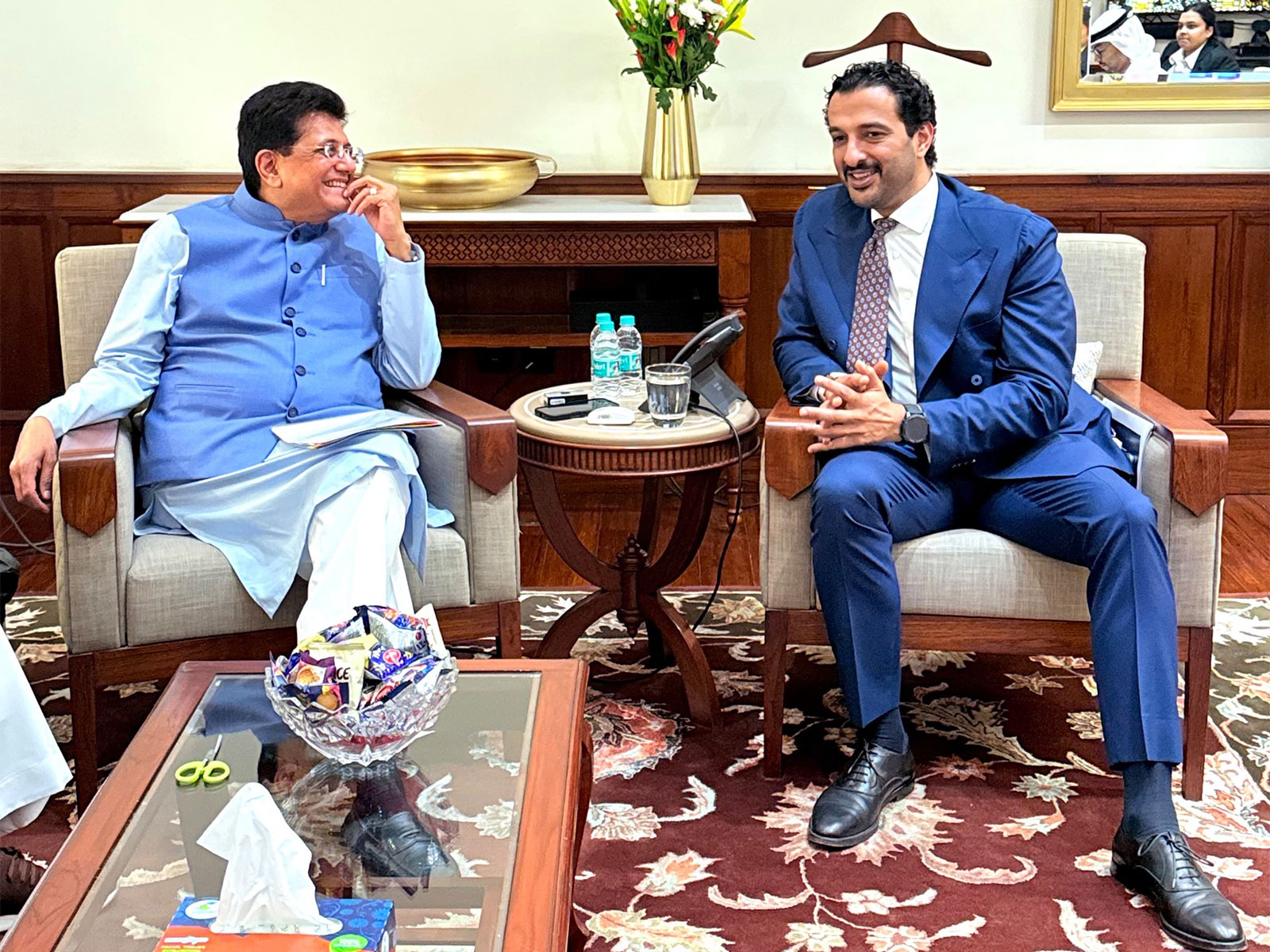 Piyush Goyal with UAE minister Abdulla bin Touq Al Marri (Photo/@PiyushGoyal)