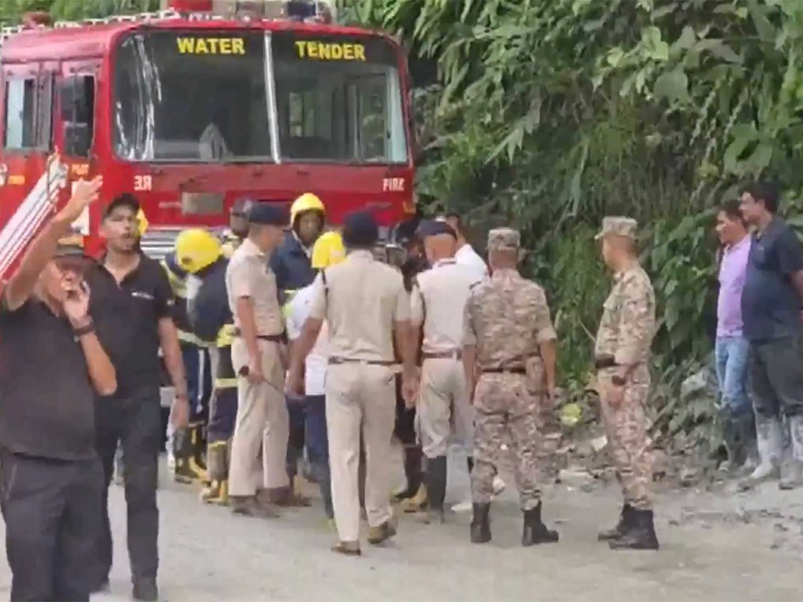 Rescue operations underway  following an incident inside a tunnel in Samardong, South Sikkim(Photo/ANI)