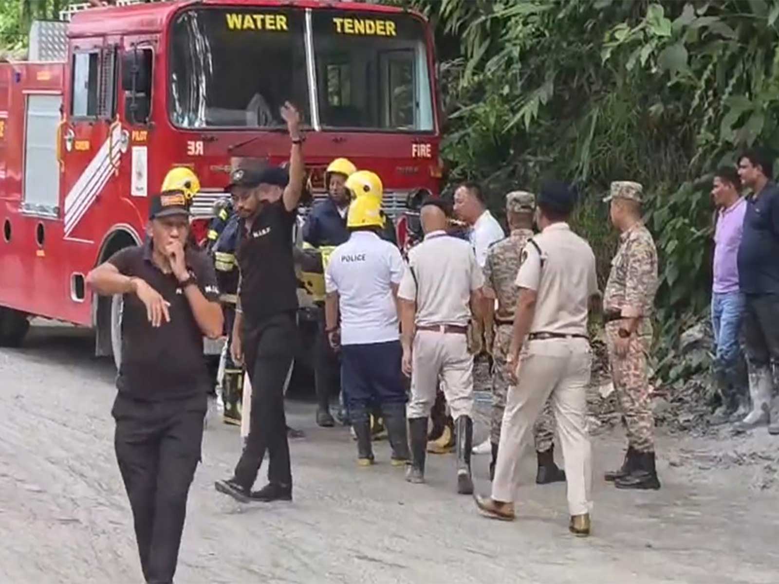 Rescue operations underway following an incident inside a tunnel in Samardong, South Sikkim(Photo/ANI)