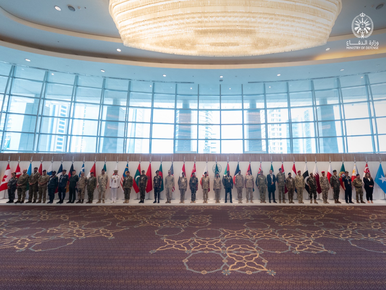 Military representatives from participating countries pose for a group photograph during a high-level maritime defence meeting in Riyadh, Saudi Arabia. (Photo: X/@modgovksa)