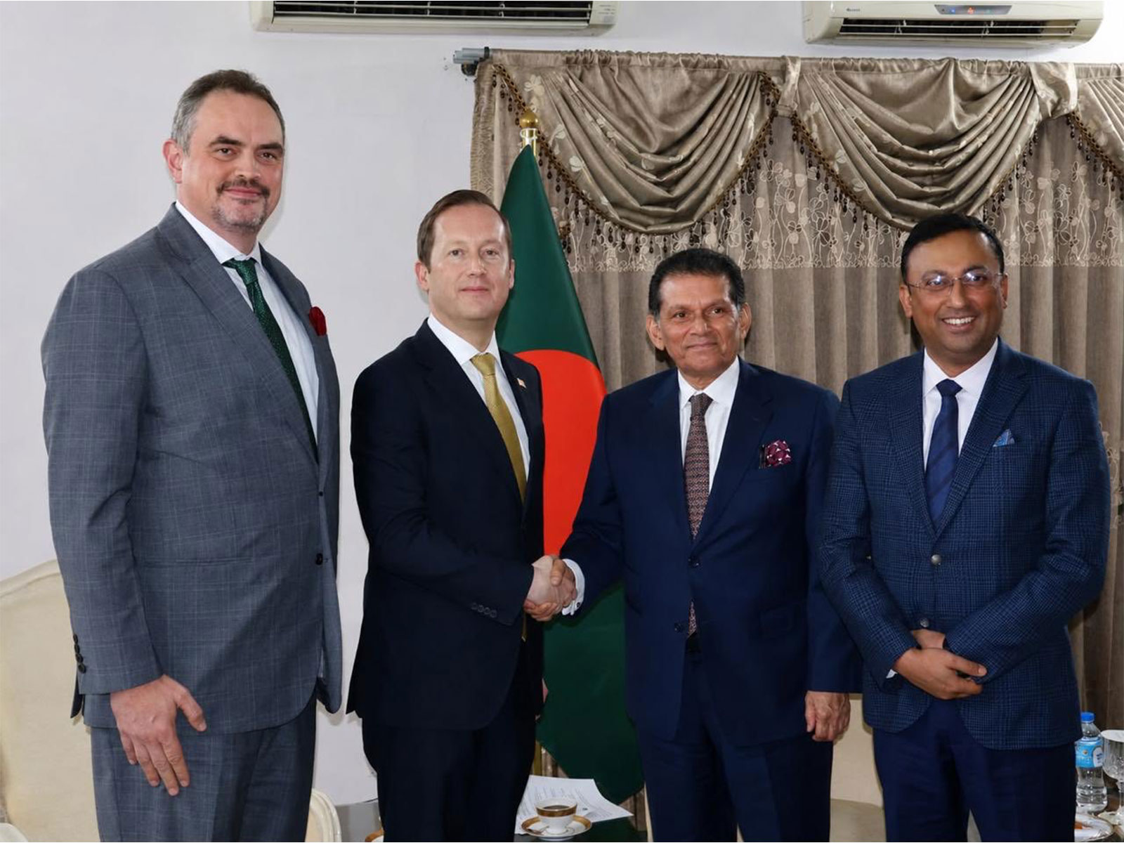 US Special Envoy to South and Central Asia Sergio Gor with Bangladesh Foreign Minister Khalil Rahman and US Ambassador to Bangladesh Brent T Christensen (Photo/X/@USAmbIndia) US Special Envoy to South and Central Asia Sergio Gor with Bangladesh Foreign Minister Khalil Rahman and US Ambassador to Bangladesh Brent T Christensen (Photo/X/@USAmbIndia)