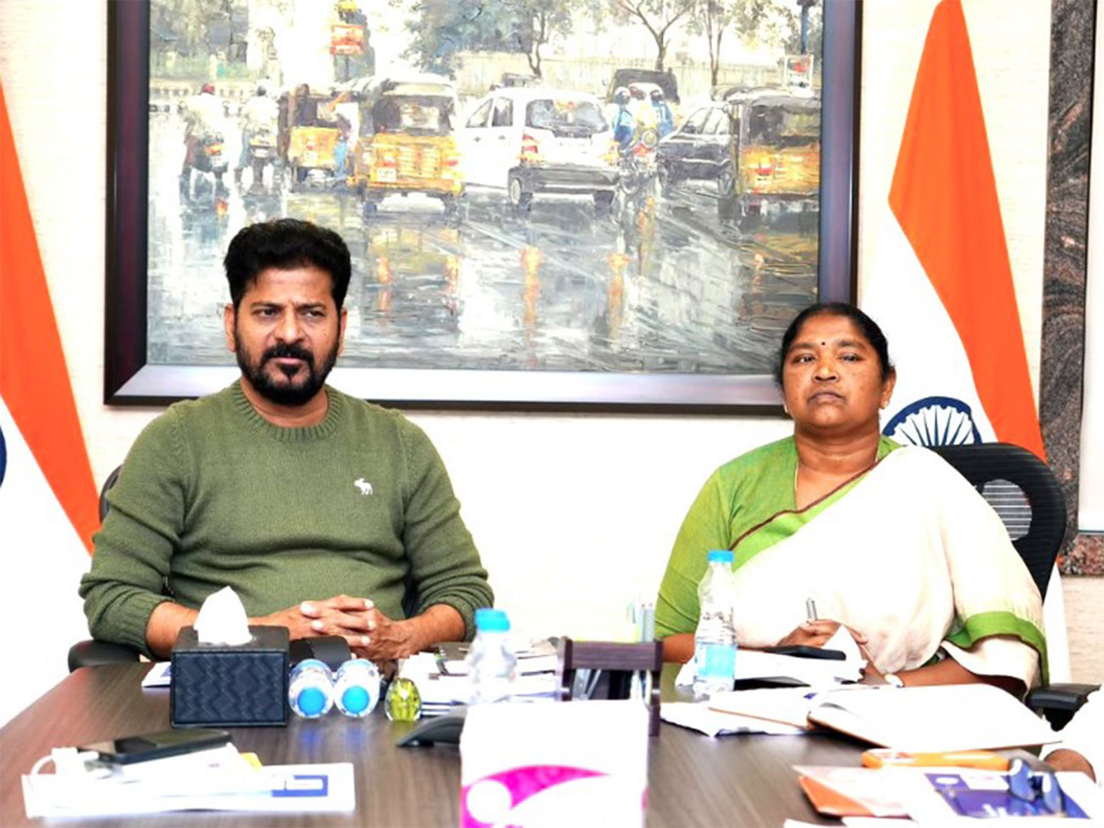 Telangana Chief Minister A Revanth Reddy along with Minister Seethakka (Photo/X/TelanganaCMO)