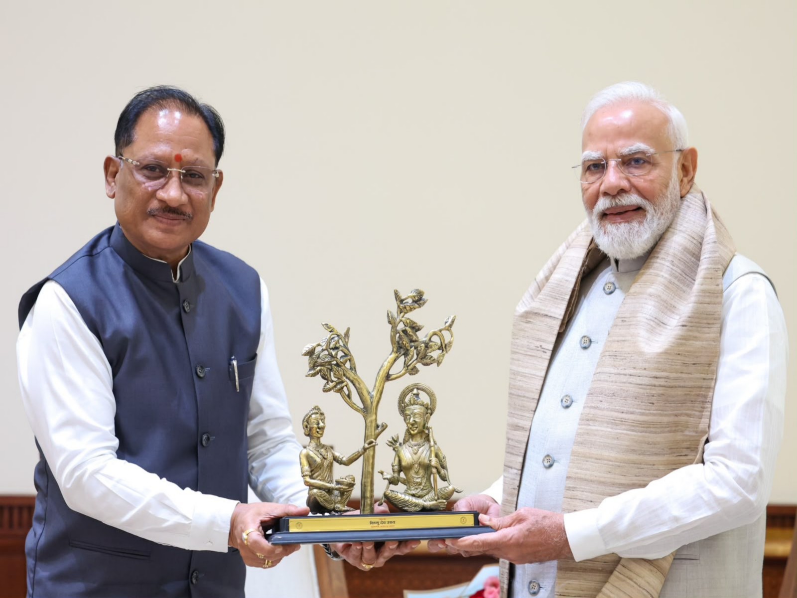Chhattisgarh CM Vishnu Deo Sai with PM Modi (Photo/ANI) Chhattisgarh CM Vishnu Deo Sai with PM Modi (Photo/ANI)