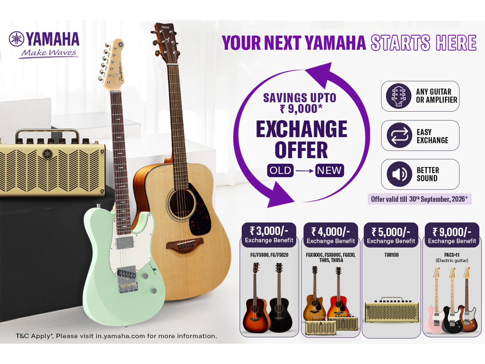 Yamaha Music India Announces Exciting Exchange Offer on Premium Acoustic Guitars, Electric Guitars and THR Amplifiers
