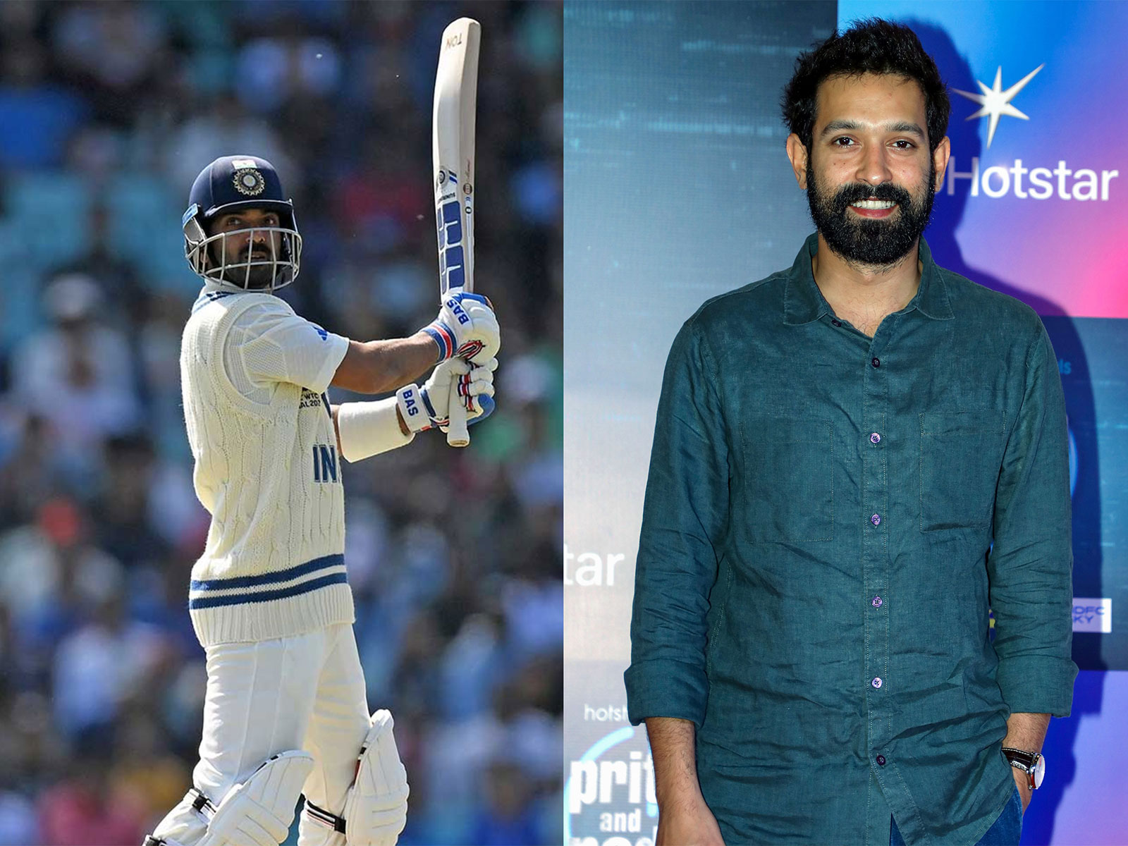 Vikrant Massey celebrates Ajinkya Rahane (Photo/ANI)