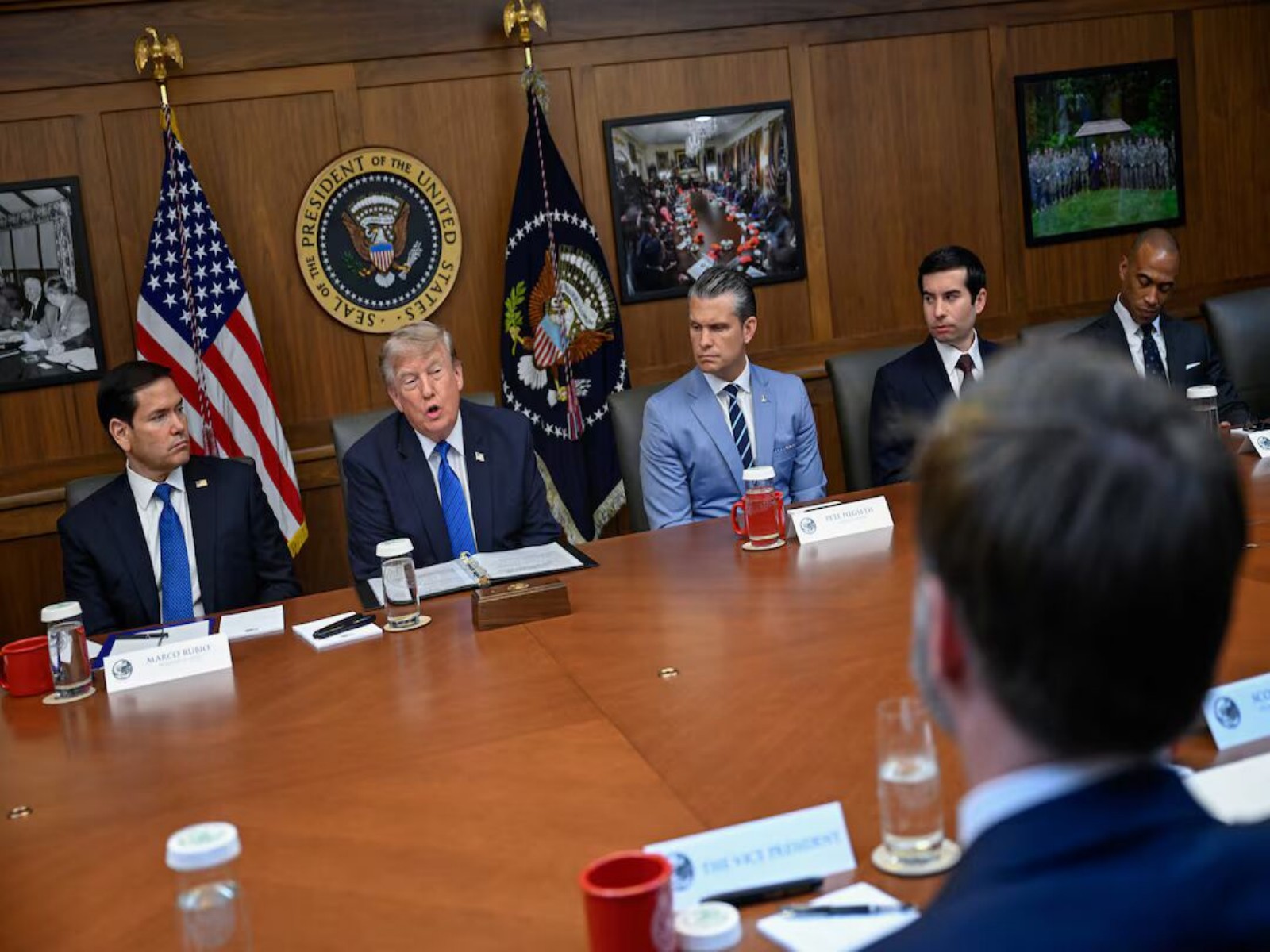 US President Donald Trump addresses a Cabinet meeting at Camp David in Thurmont, Maryland, US. (Photo/Reuters)
