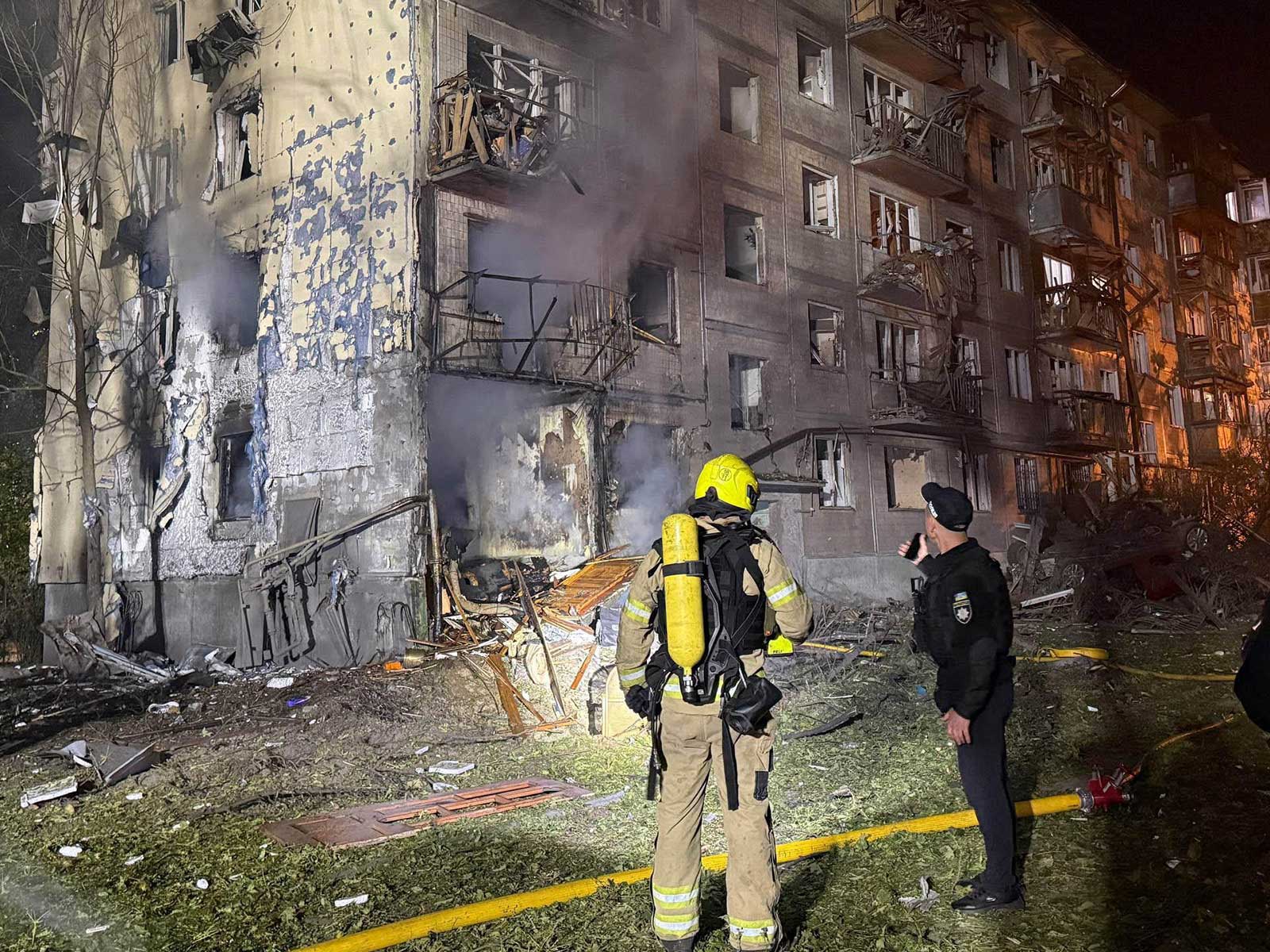 Aftermath of overnight Russian drone and missile attack on Kyiv (Photo/X/@ZelenskyyUa)