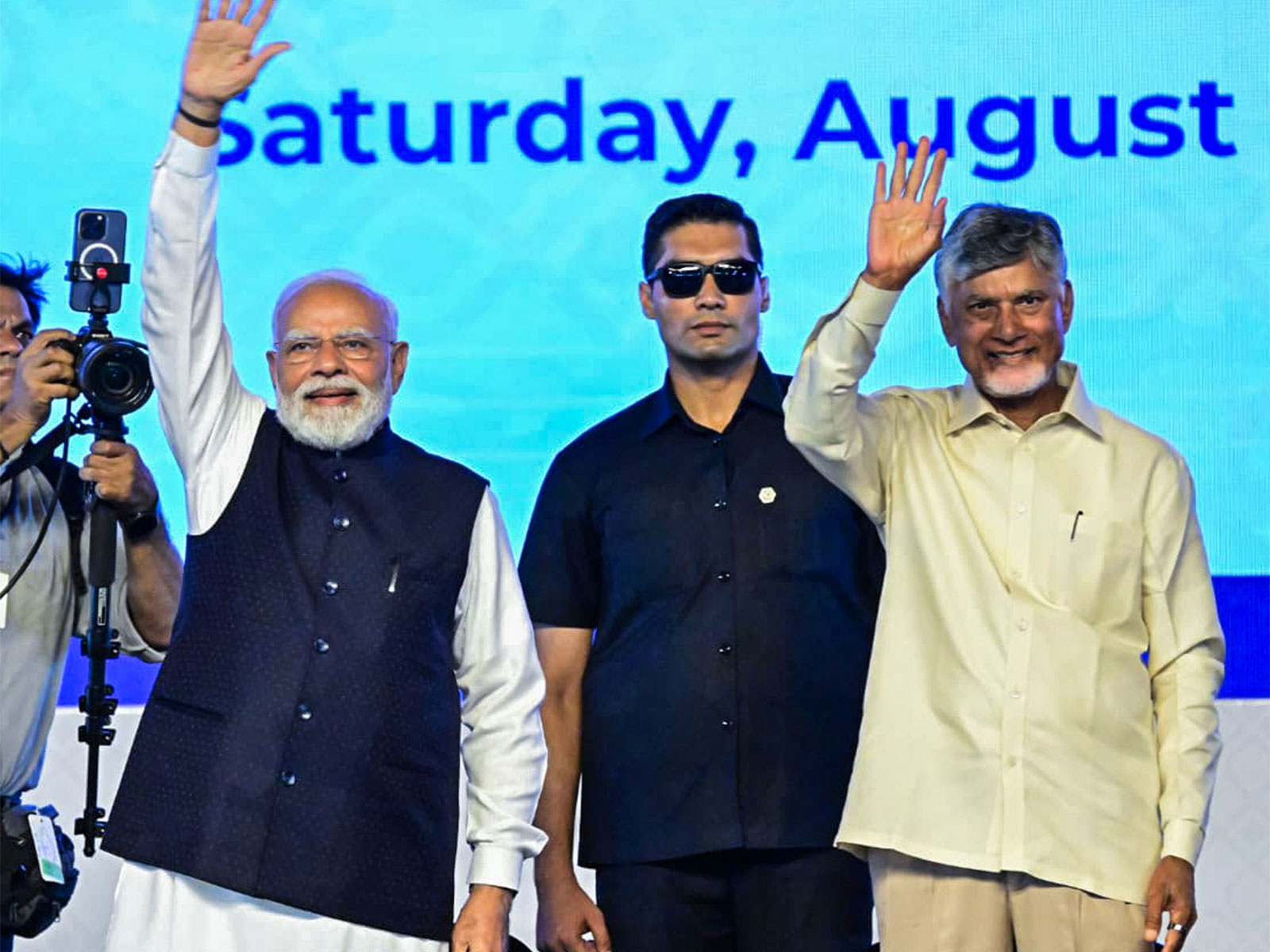 PM Modi at the foundation stone laying and inauguration of various projects at Bhogapuram (Photo/ANI) PM Modi at the foundation stone laying and inauguration of various projects at Bhogapuram (Photo/ANI)