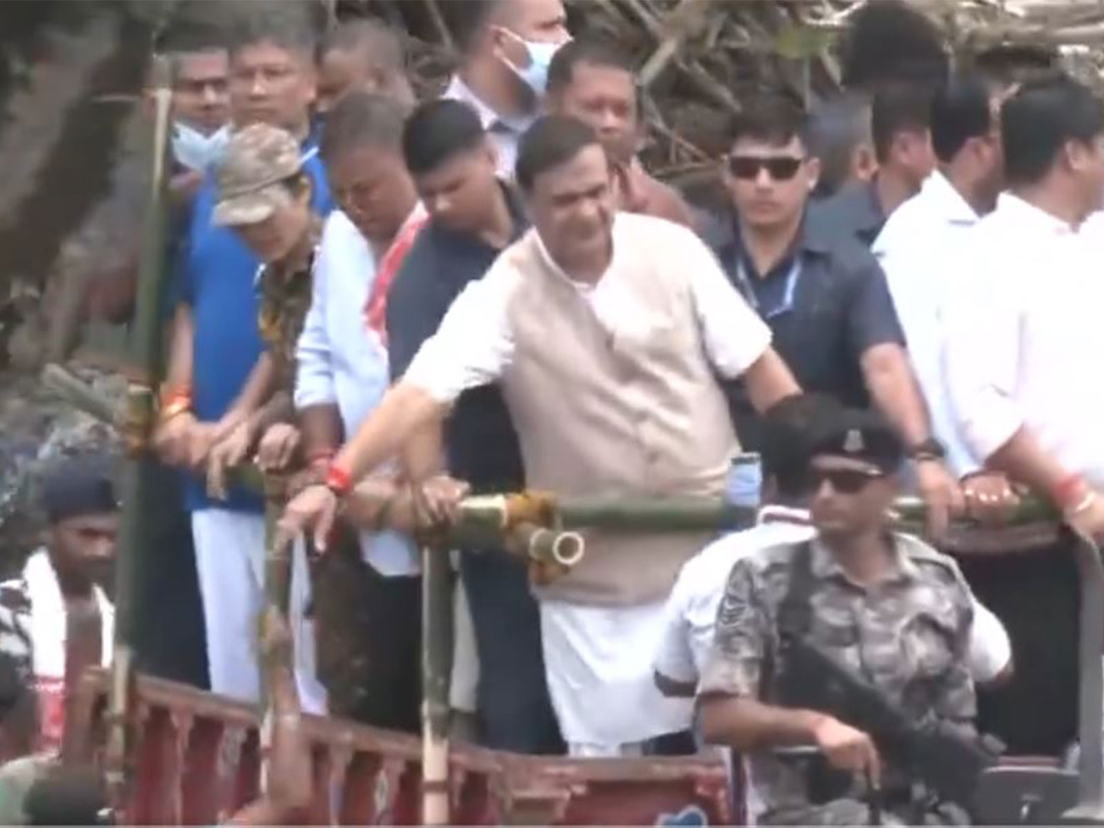 Assam CM Himanta Biswa Sarma visits flood affected Nepalikhuti area (Photo/ANI)