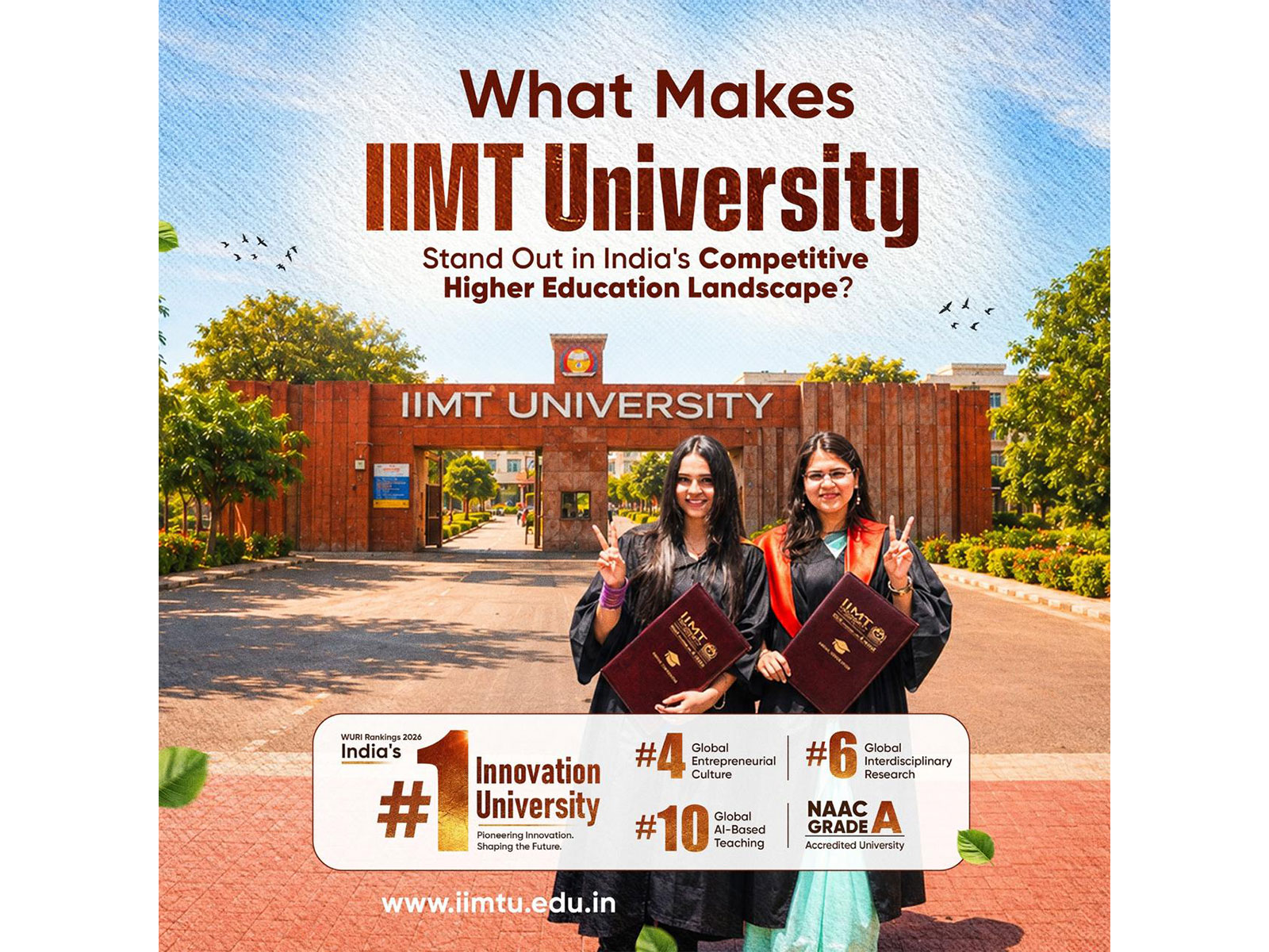 Discover why IIMT University is redefining higher education with global rankings, industry-ready learning, strong placements, and academic excellence. Admissions 2026-27 are now open Discover why IIMT University is redefining higher education with global rankings, industry-ready learning, strong placements, and academic excellence. Admissions 2026-27 are now open