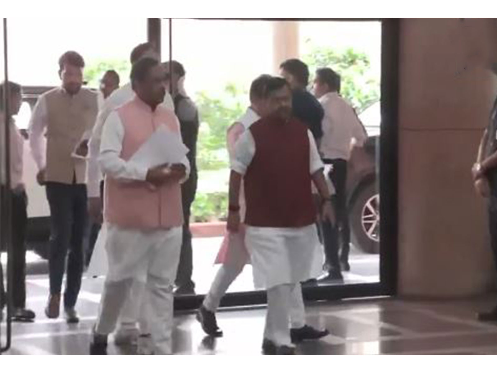 BJP National President Nitin Nabin arrives for the weekly NDA Parliamentary Party meeting 'Mangal Milan'. (Photo/ANI)